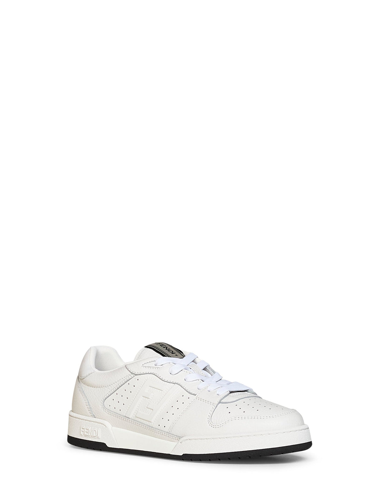 Fendi Men White Leather Fendi Match Low-Top Sneakers FENDI