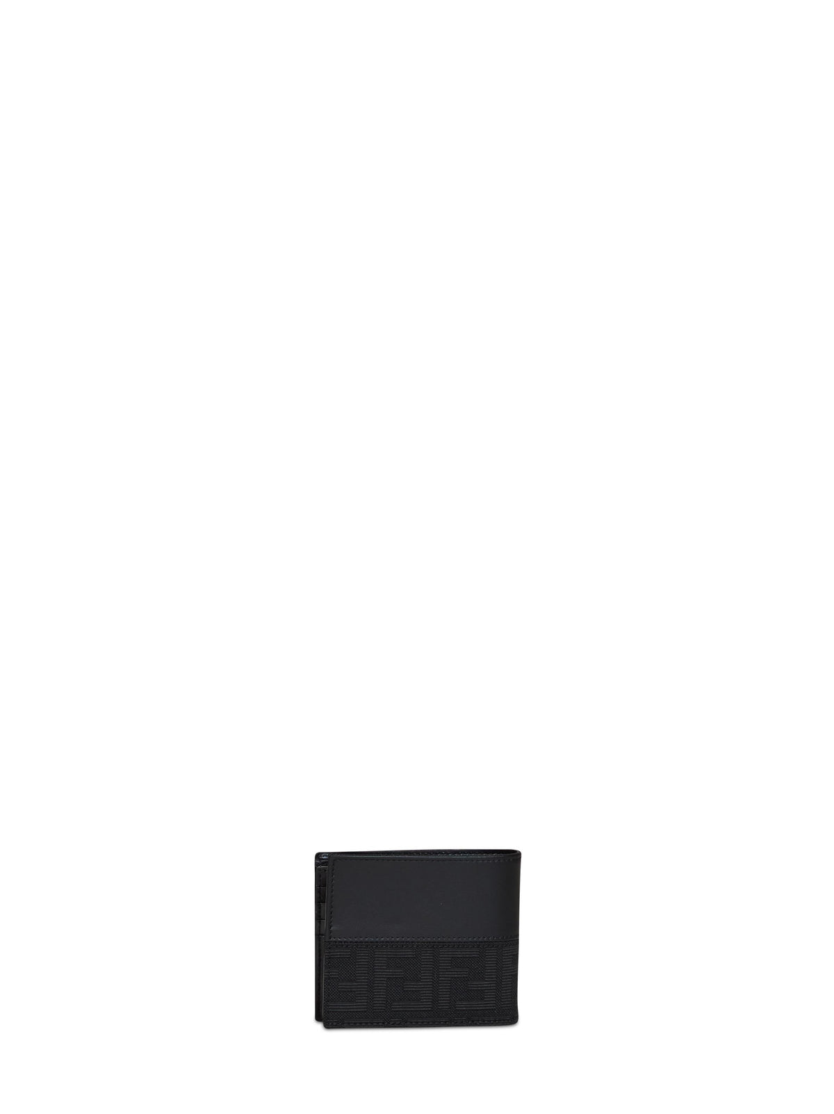 Fendi Men Black Ff Jacquard Bi-Fold Wallet FENDI