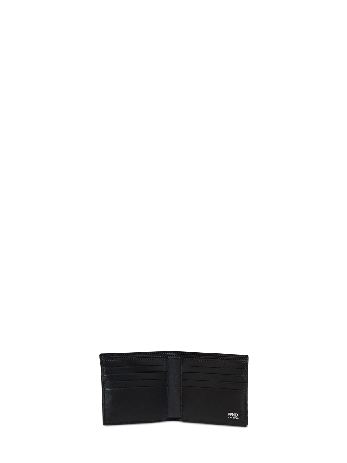 Fendi Men Black And Dark Tobacco Ff Jacquard Bi-Fold Wallet FENDI