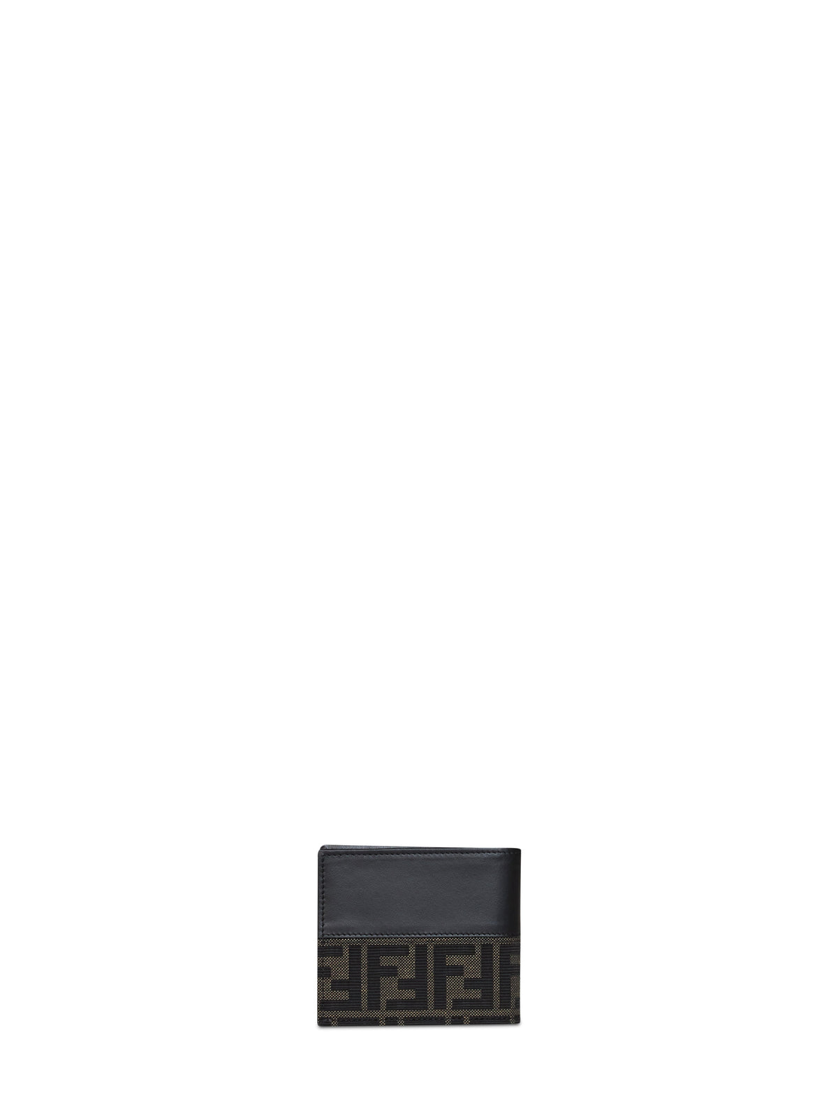 Fendi Men Black And Dark Tobacco Ff Jacquard Bi-Fold Wallet FENDI
