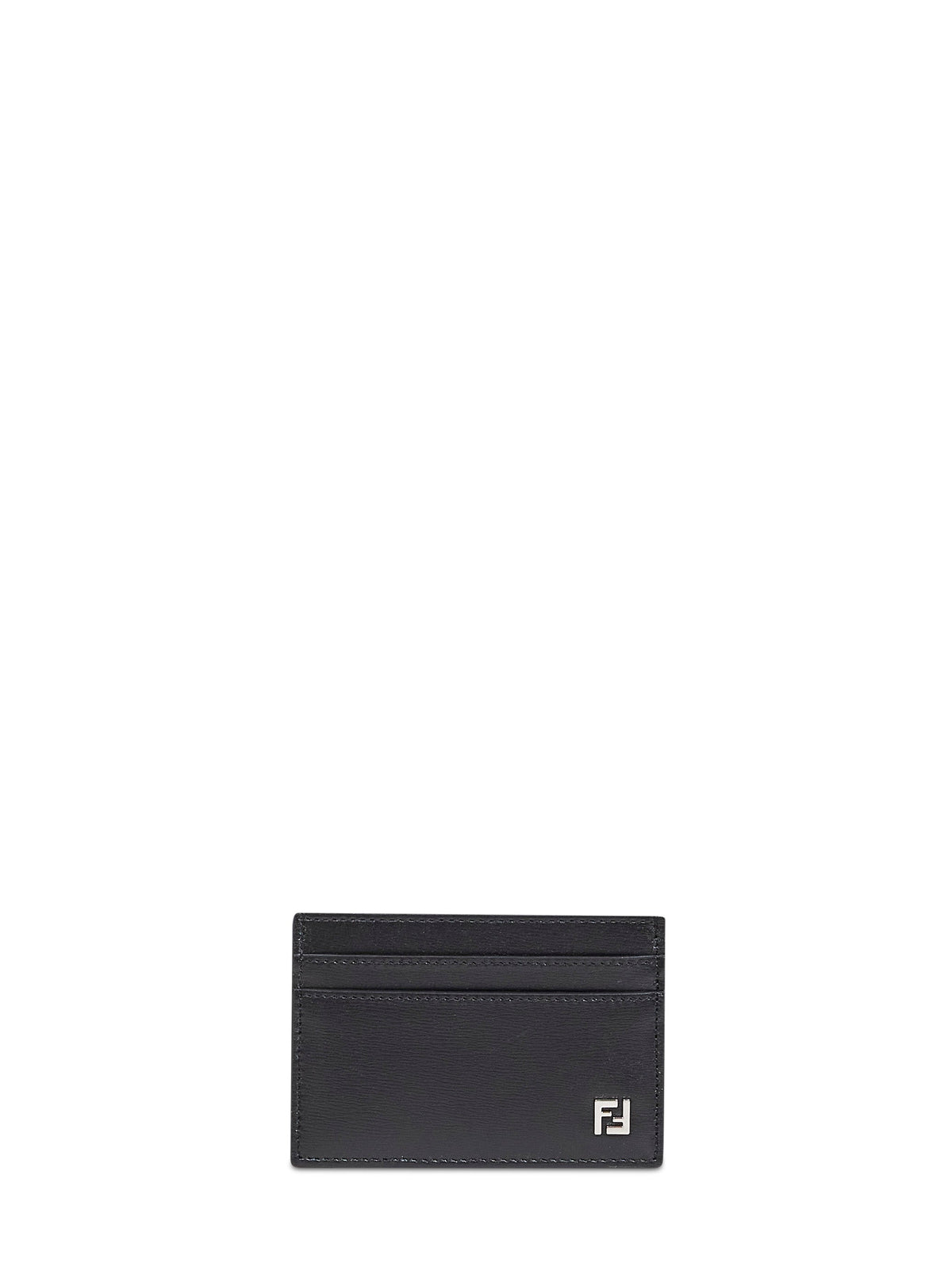 Fendi Men Black Leather Slim Squared Ff Card Holder FENDI