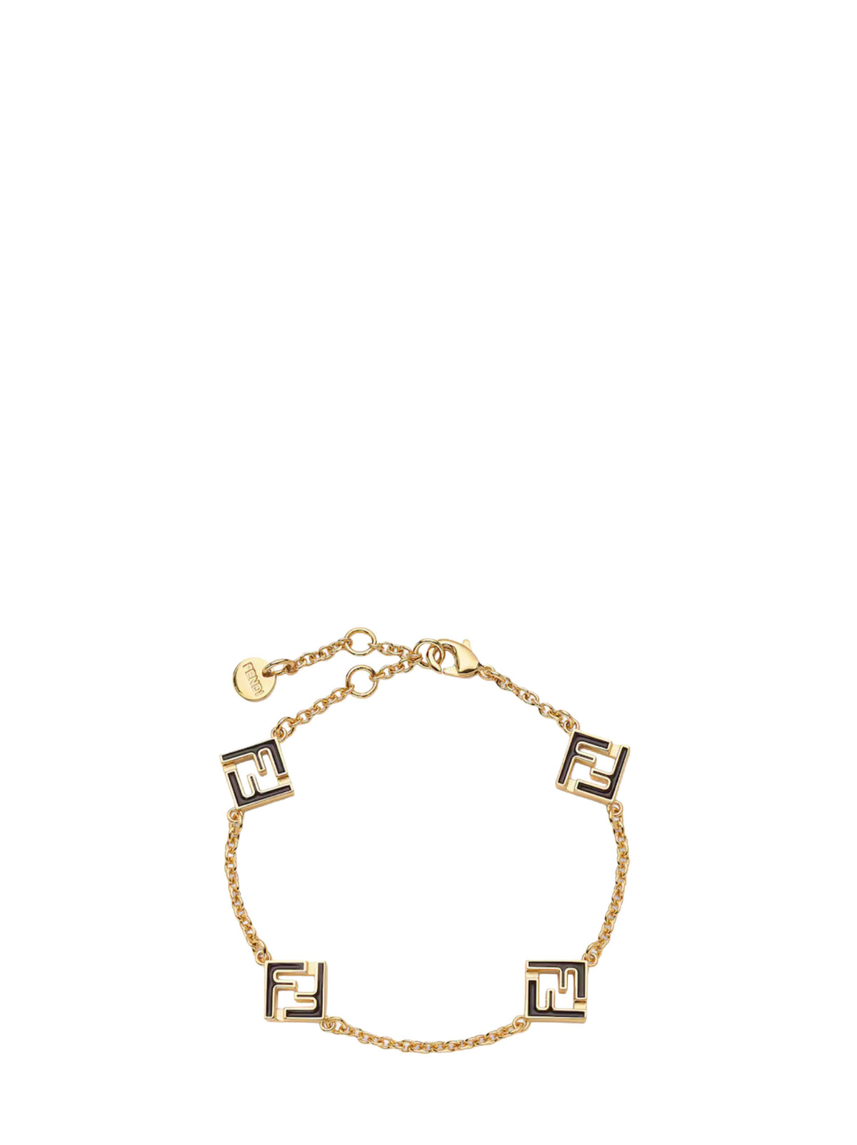 Fendi Women Gold Metal And Black Enamel Fendi Forever Bracelet FENDI