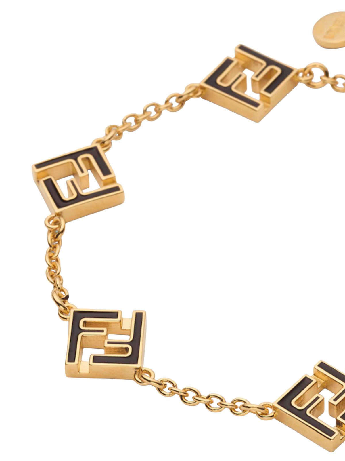 Fendi Women Gold Metal And Black Enamel Fendi Forever Bracelet FENDI