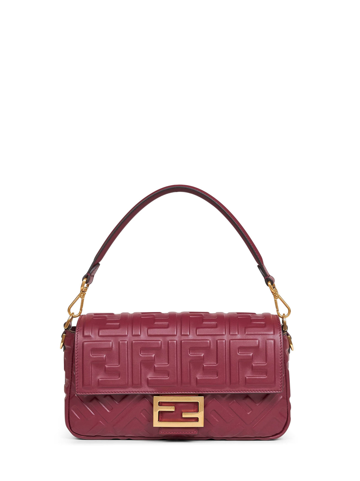 Fendi Women Burgundy Baguette Shoulder Bag FENDI