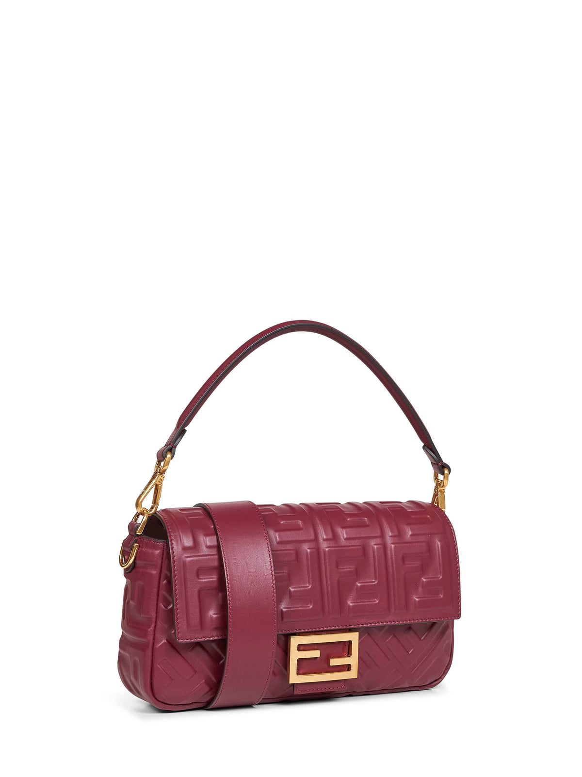 Fendi Women Burgundy Baguette Shoulder Bag FENDI