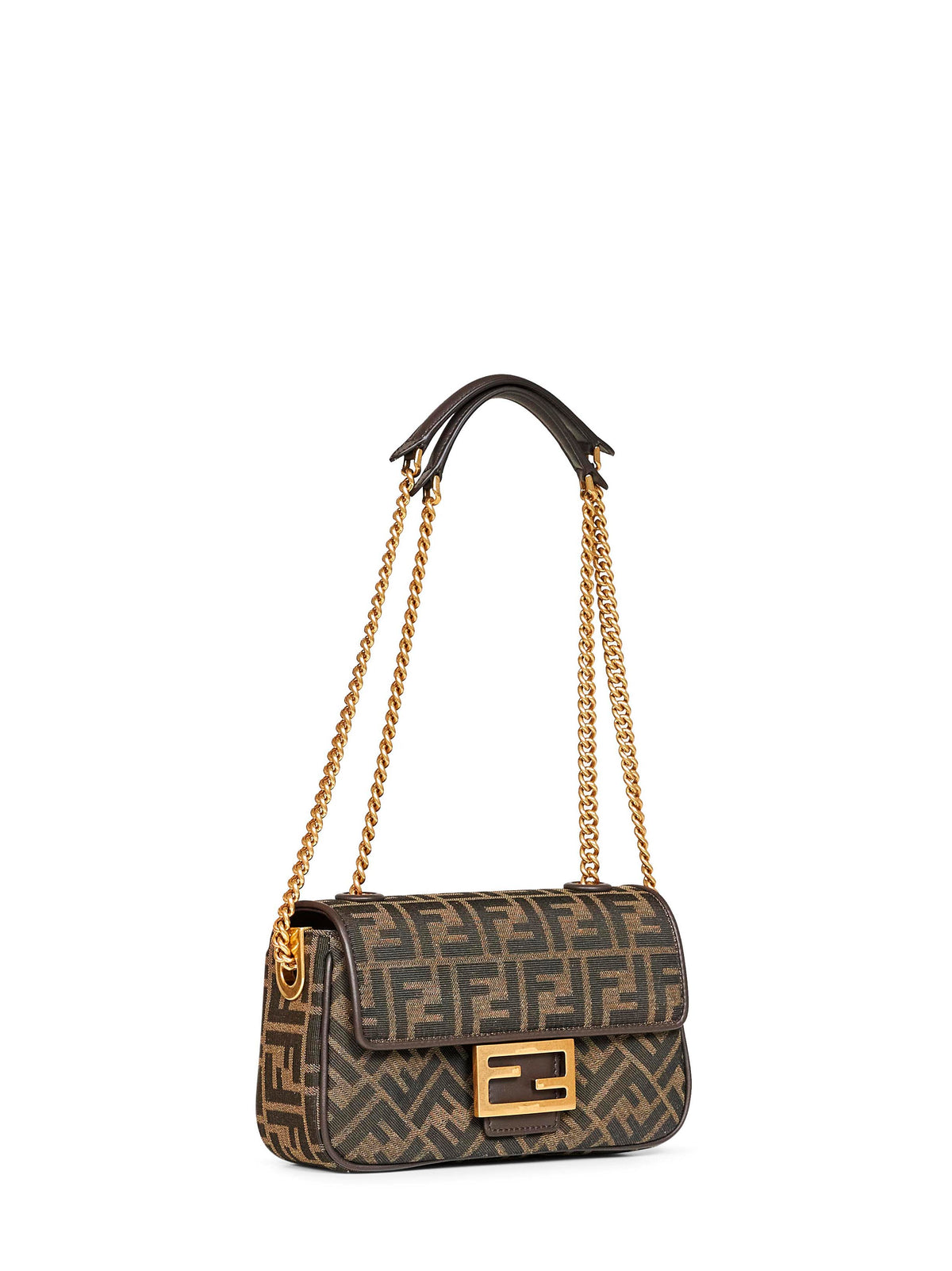 Fendi Women Brown Baguette Chain Midi Crossbody Bag FENDI