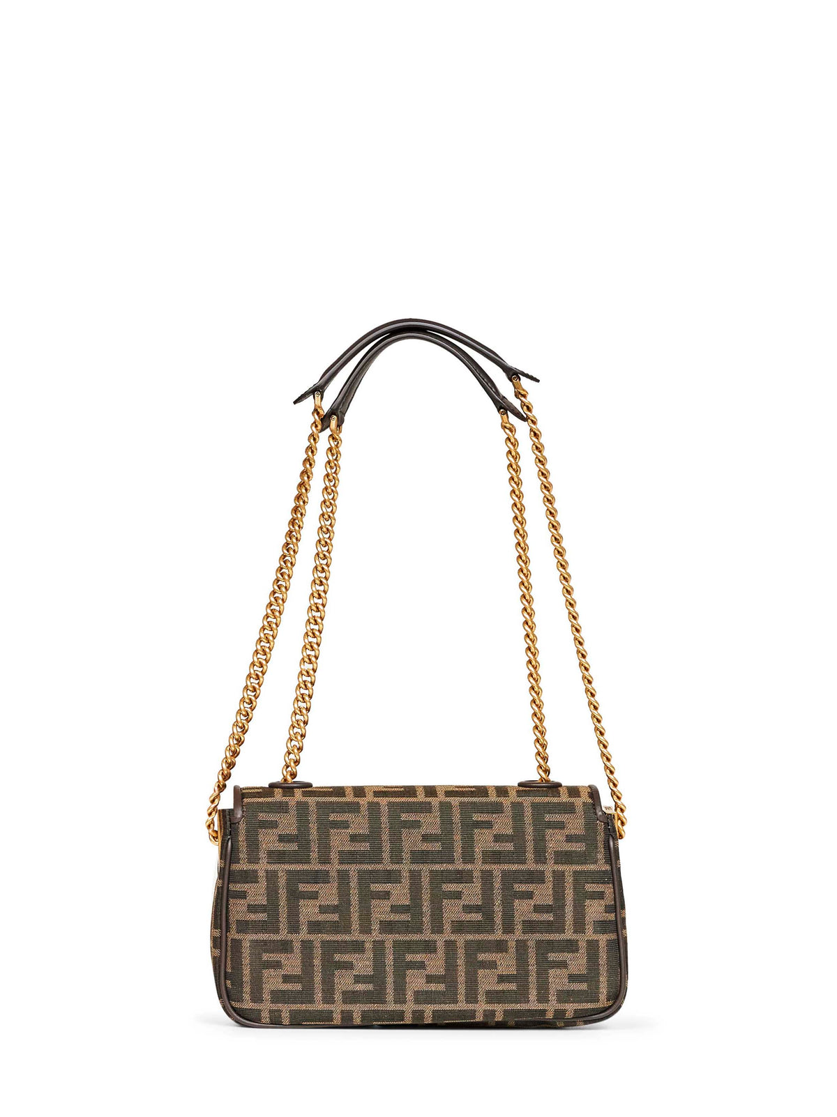 Fendi Women Brown Baguette Chain Midi Crossbody Bag FENDI
