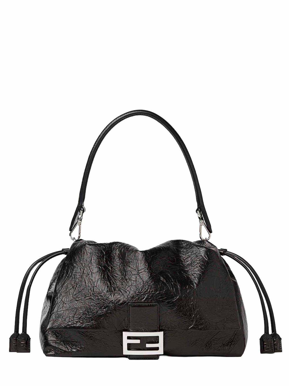 Fendi Women Black Baguette Soft Large Shoulder Bag FENDI