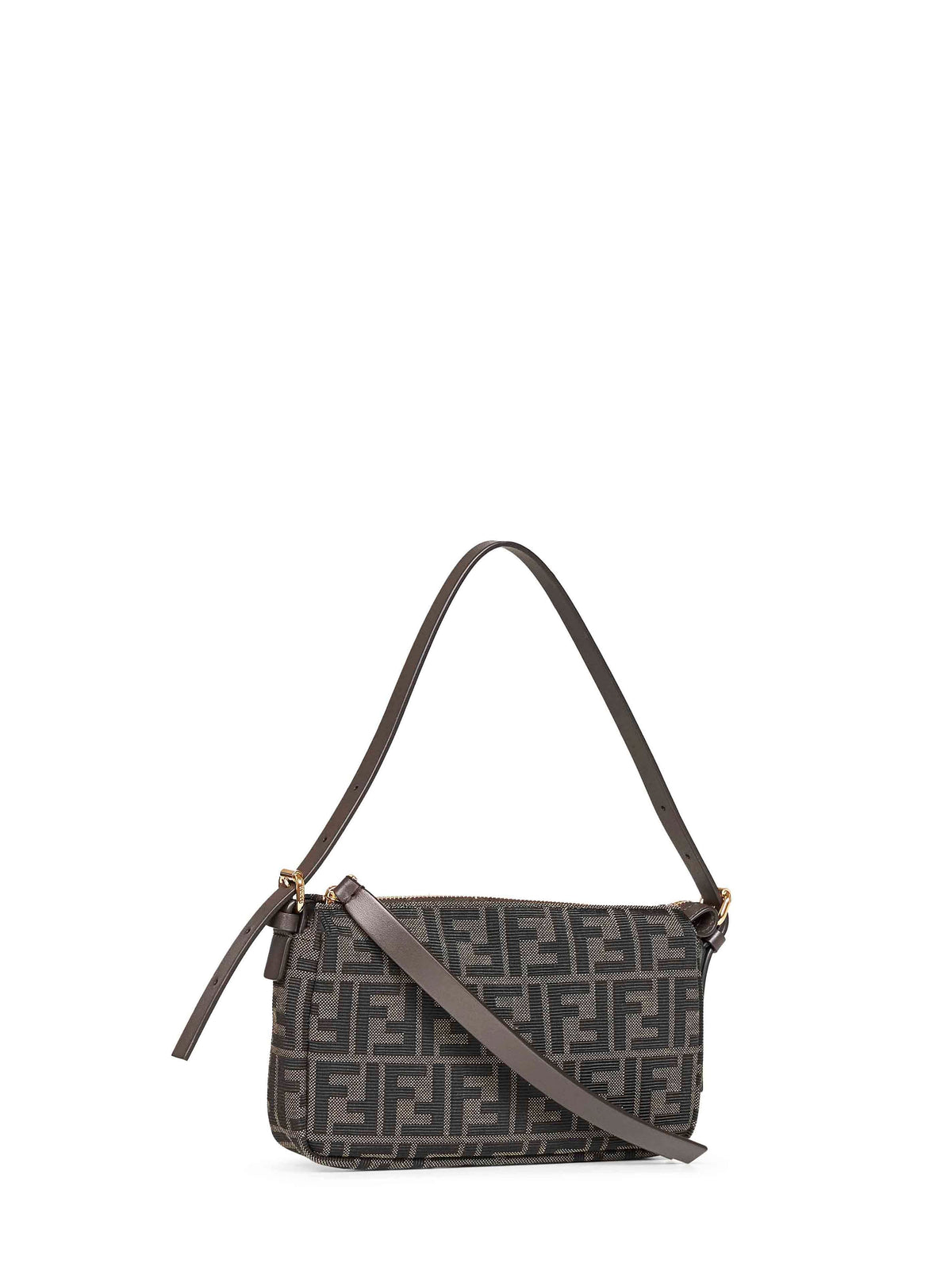 Fendi Women Brown Zip-Top Small Shoulder Bag FENDI