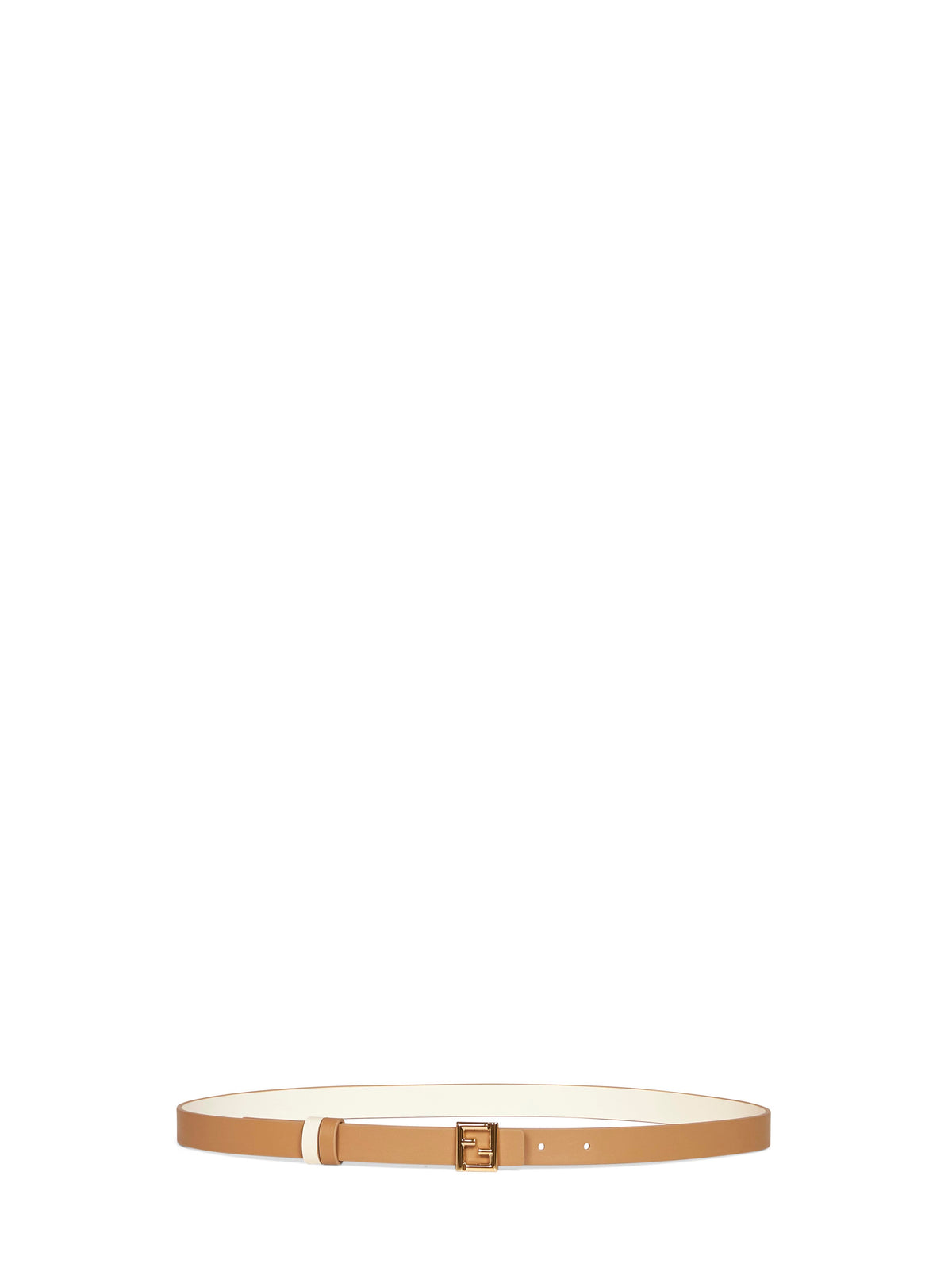 Fendi Women Camel And Dark Parchment Leather 20 Mm Reversible Ff Belt<Br/> FENDI