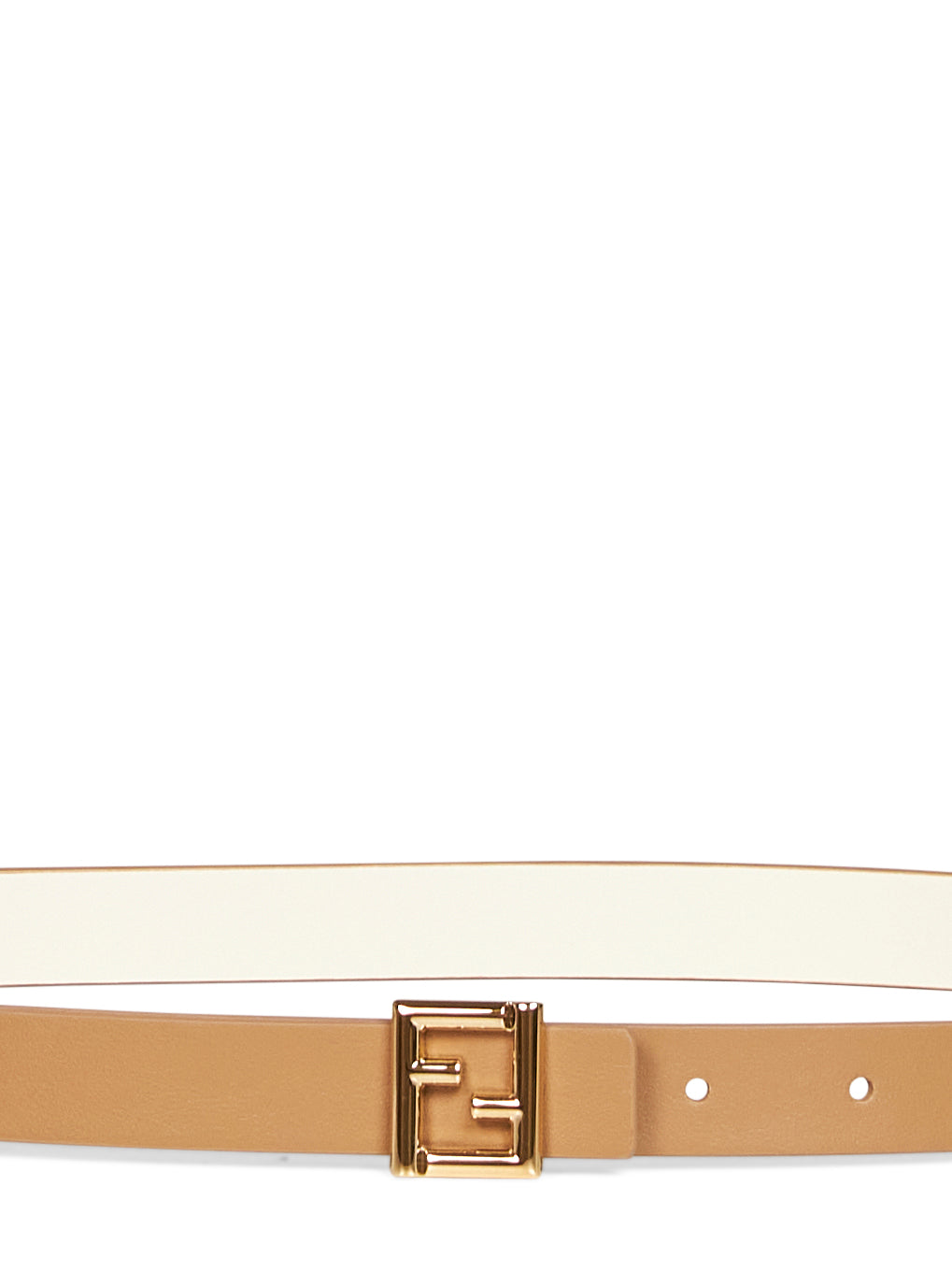 Fendi Women Camel And Dark Parchment Leather 20 Mm Reversible Ff Belt<Br/> FENDI