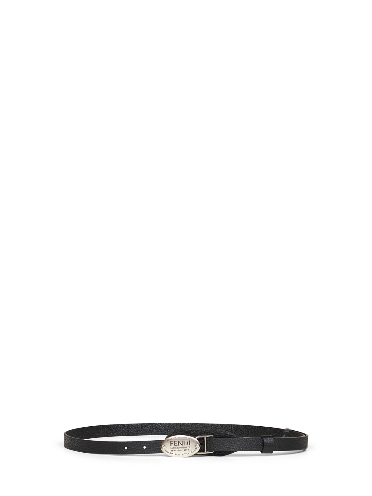 Fendi Women Black Cuoio Romano Leather Long And Slim Belt FENDI
