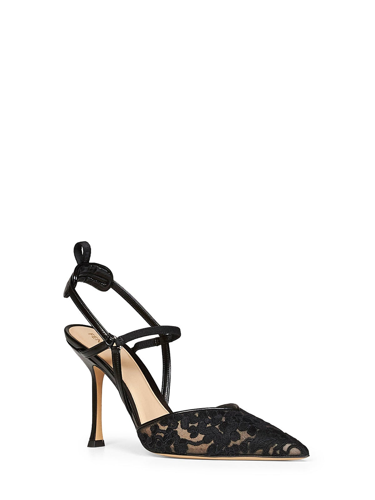 Fendi Women Black Tulle Very Colibrì High-Heeled Slingback Pumps FENDI