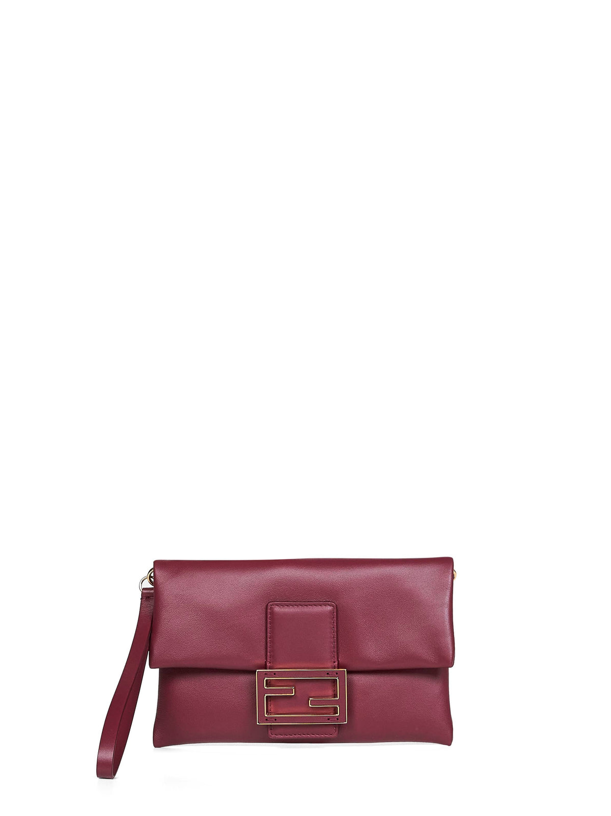 Fendi Women Burgundy Mamma Baguette Pouch Clutch FENDI