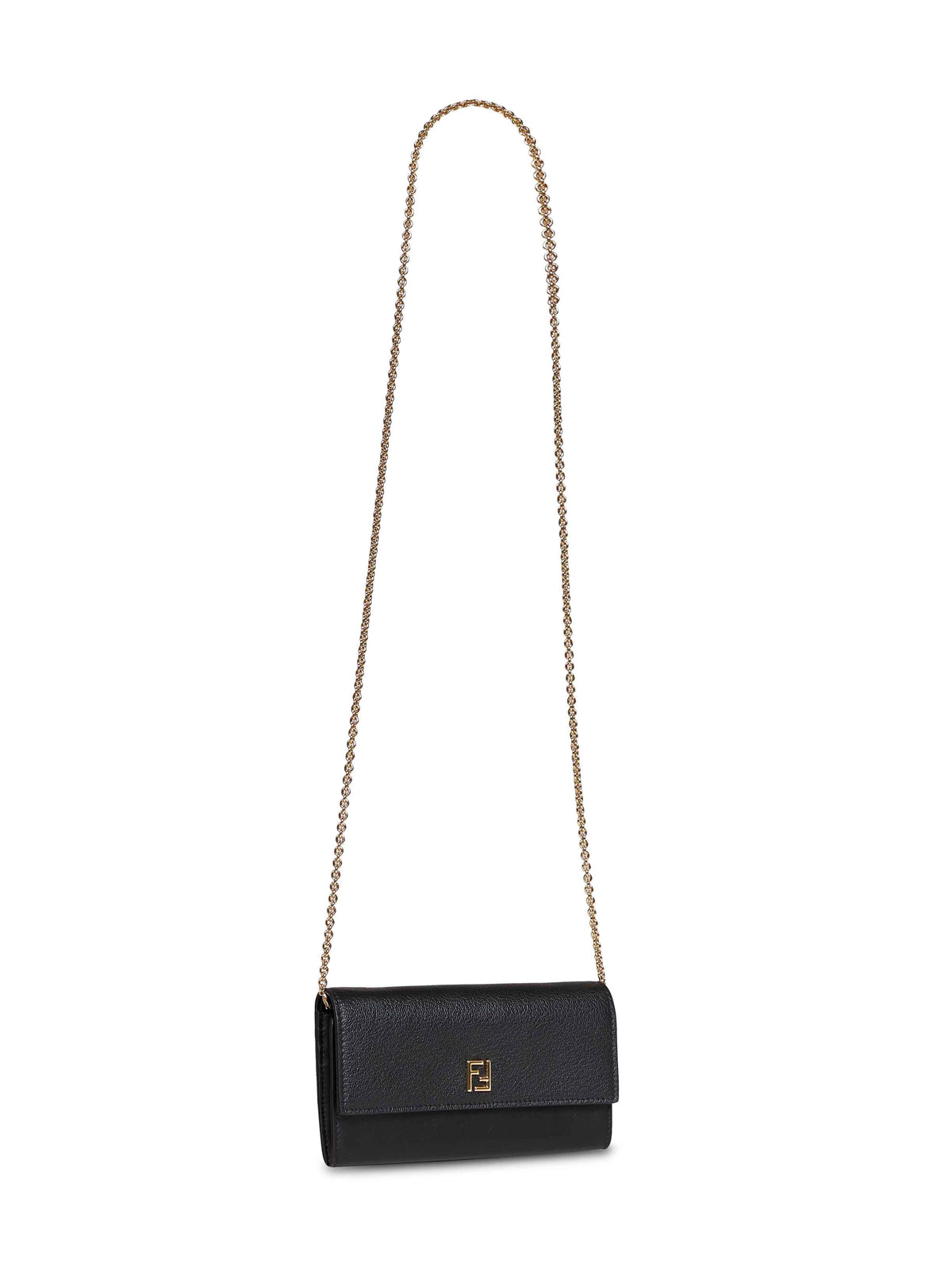 Fendi Women Black Continental With Chain Ff Wallet On Chain FENDI