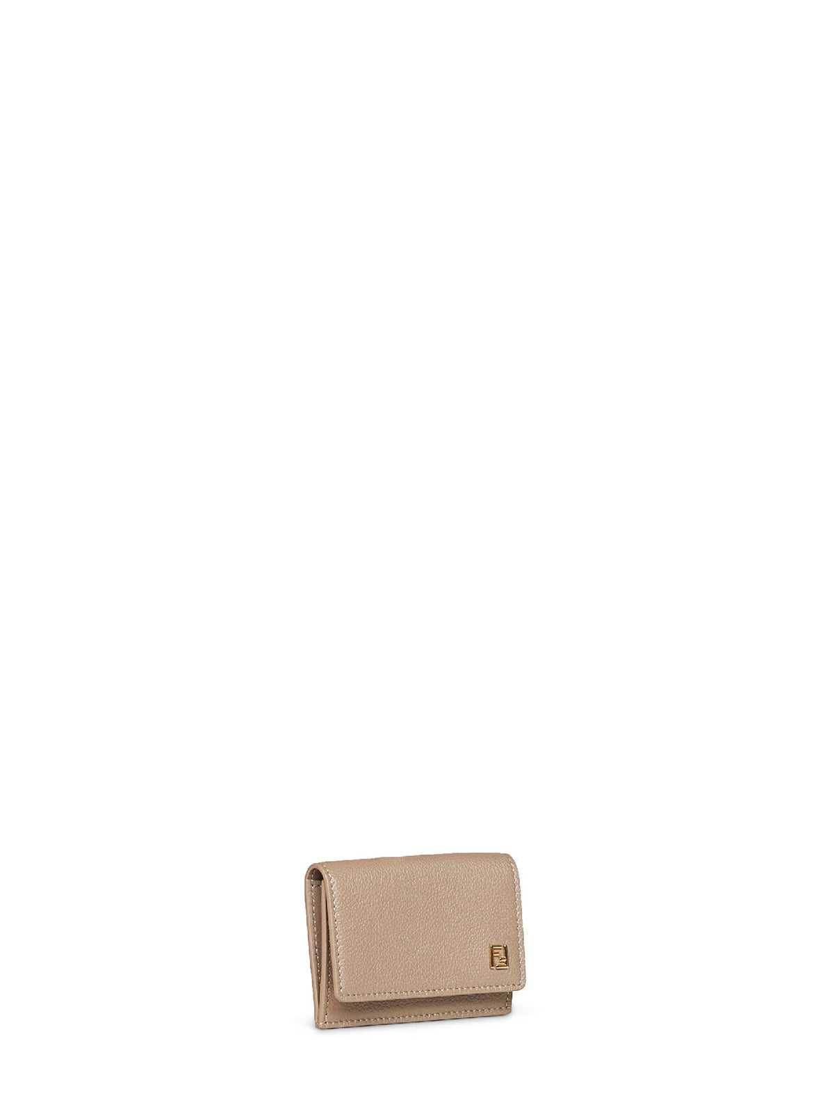 Fendi Women Dove Grey Full-Grain Leather Ff Credit Card Holder FENDI