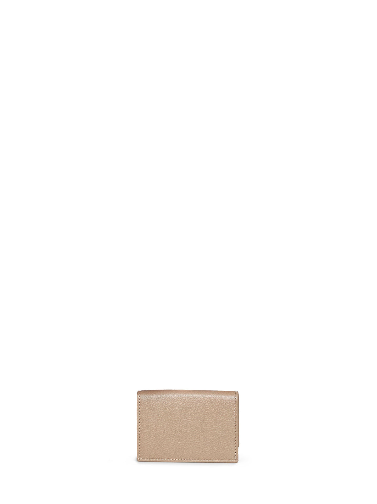 Fendi Women Dove Grey Full-Grain Leather Ff Credit Card Holder FENDI