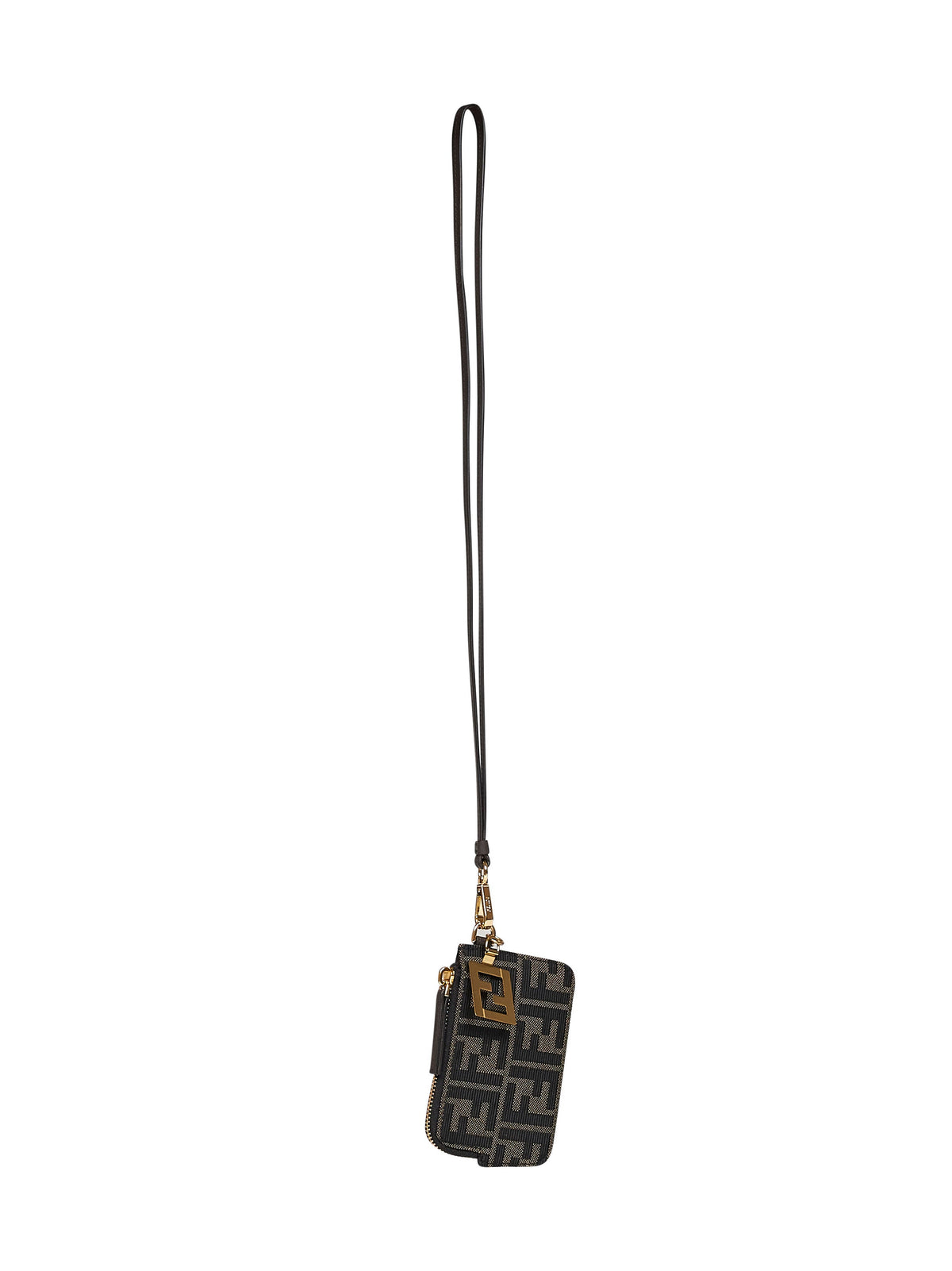 Fendi Women Brown Ff Jacquard Card Case With Strap FENDI