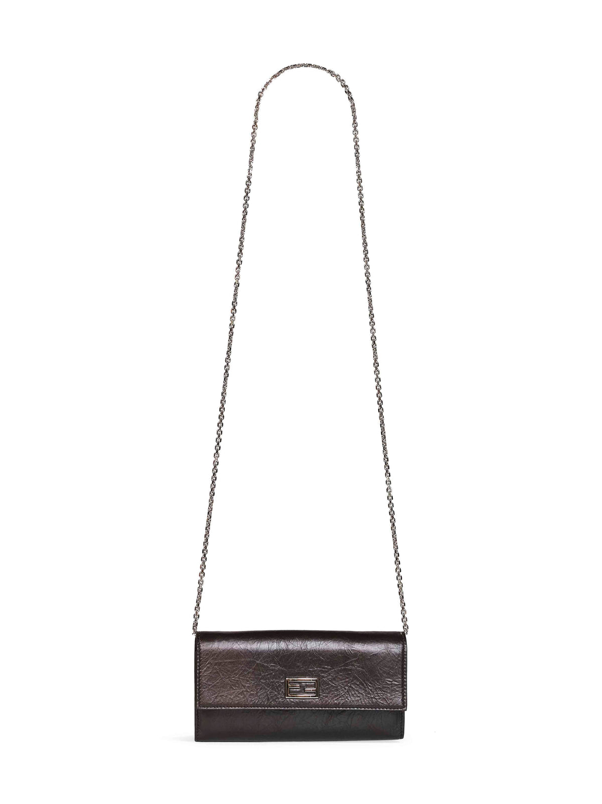 Fendi Women Black Continental With Chain Tube Wallet On Chain FENDI