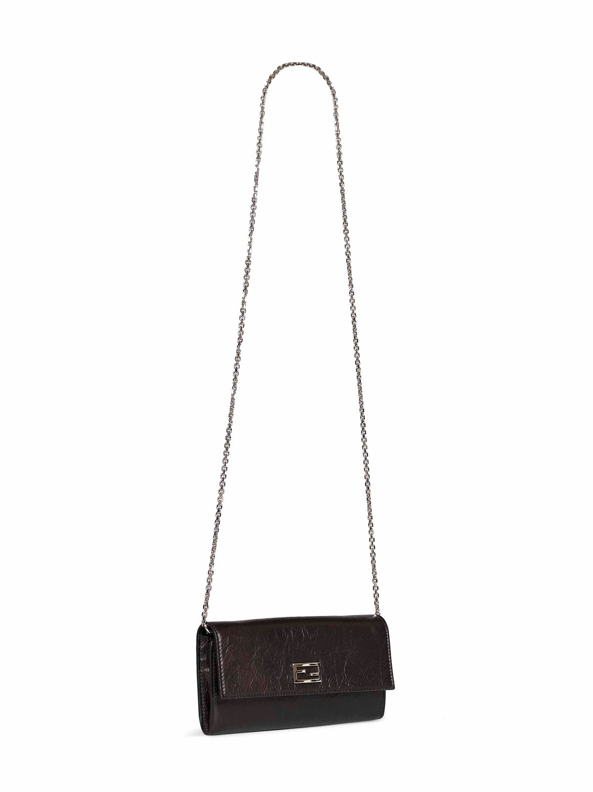 Fendi Women Black Continental With Chain Tube Wallet On Chain FENDI