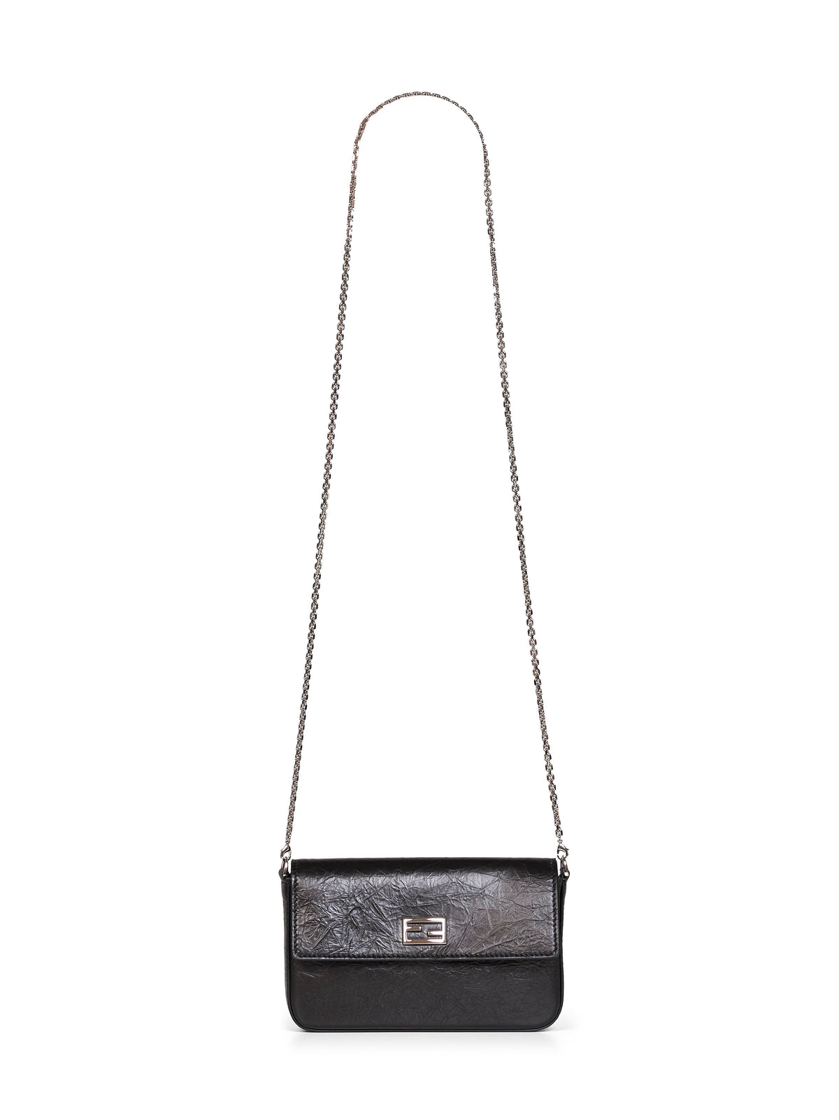 Fendi Women Black Wallet On Chain Tube Compact Wallet On Chain FENDI