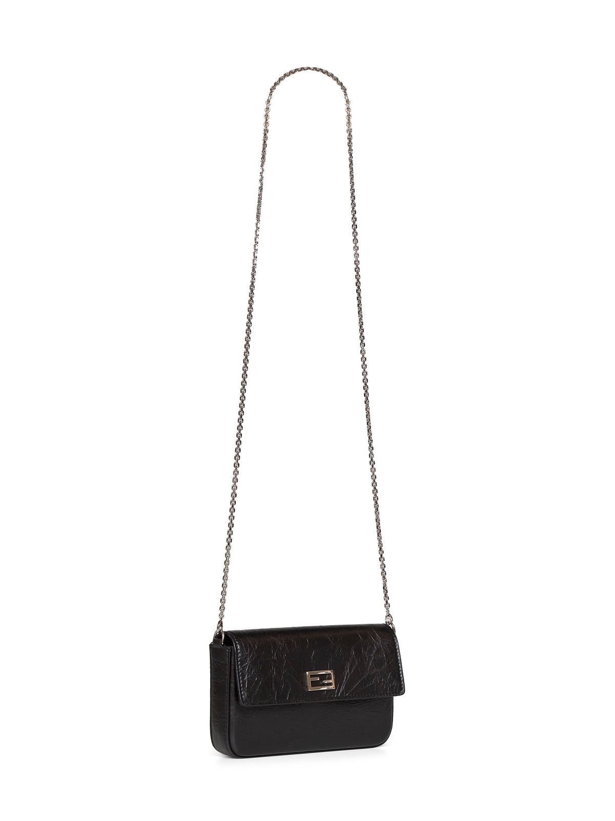 Fendi Women Black Wallet On Chain Tube Compact Wallet On Chain FENDI