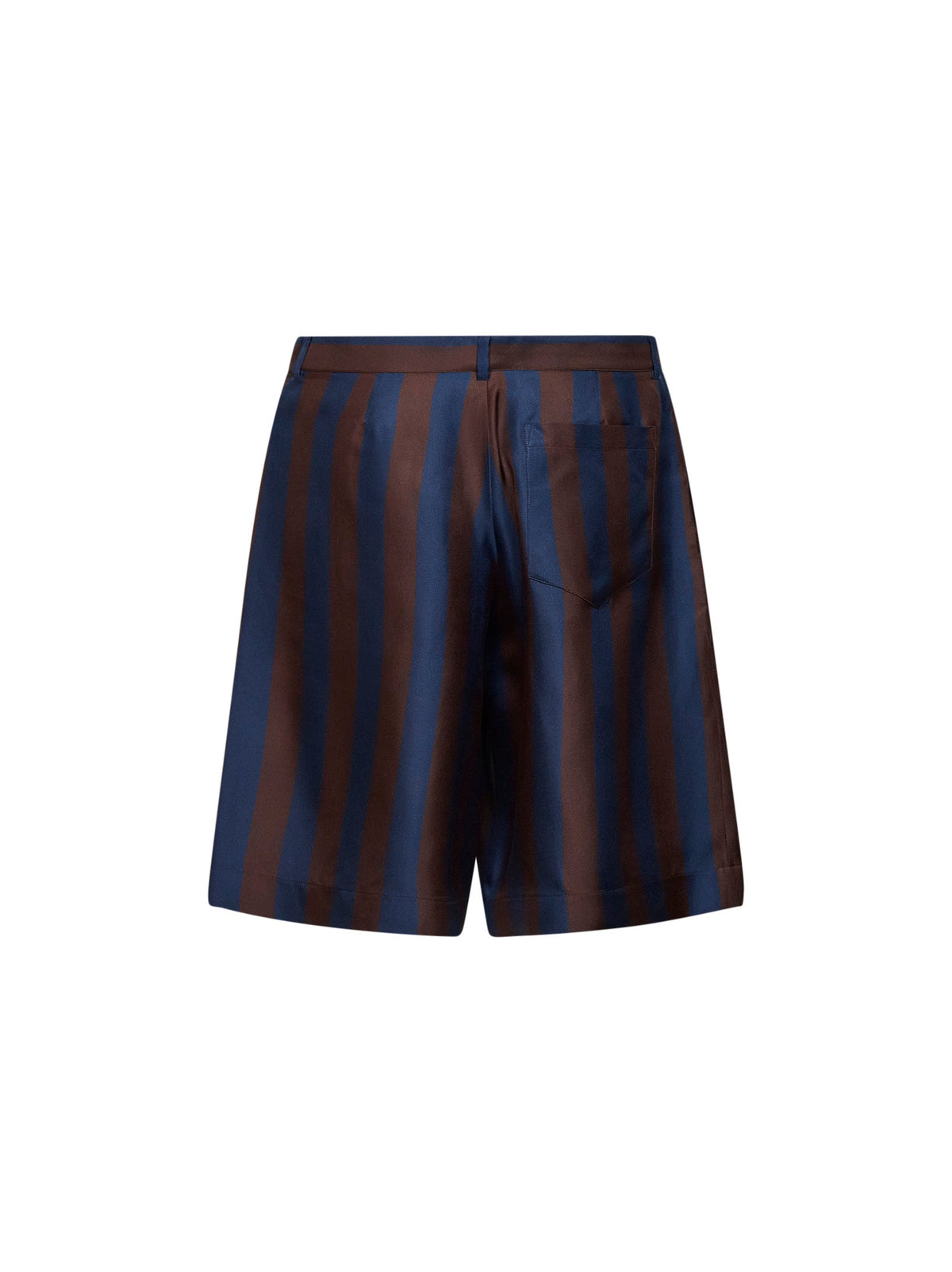 Fendi Men Brown And Navy Blue Pequin Silk Bermuda Shorts FENDI