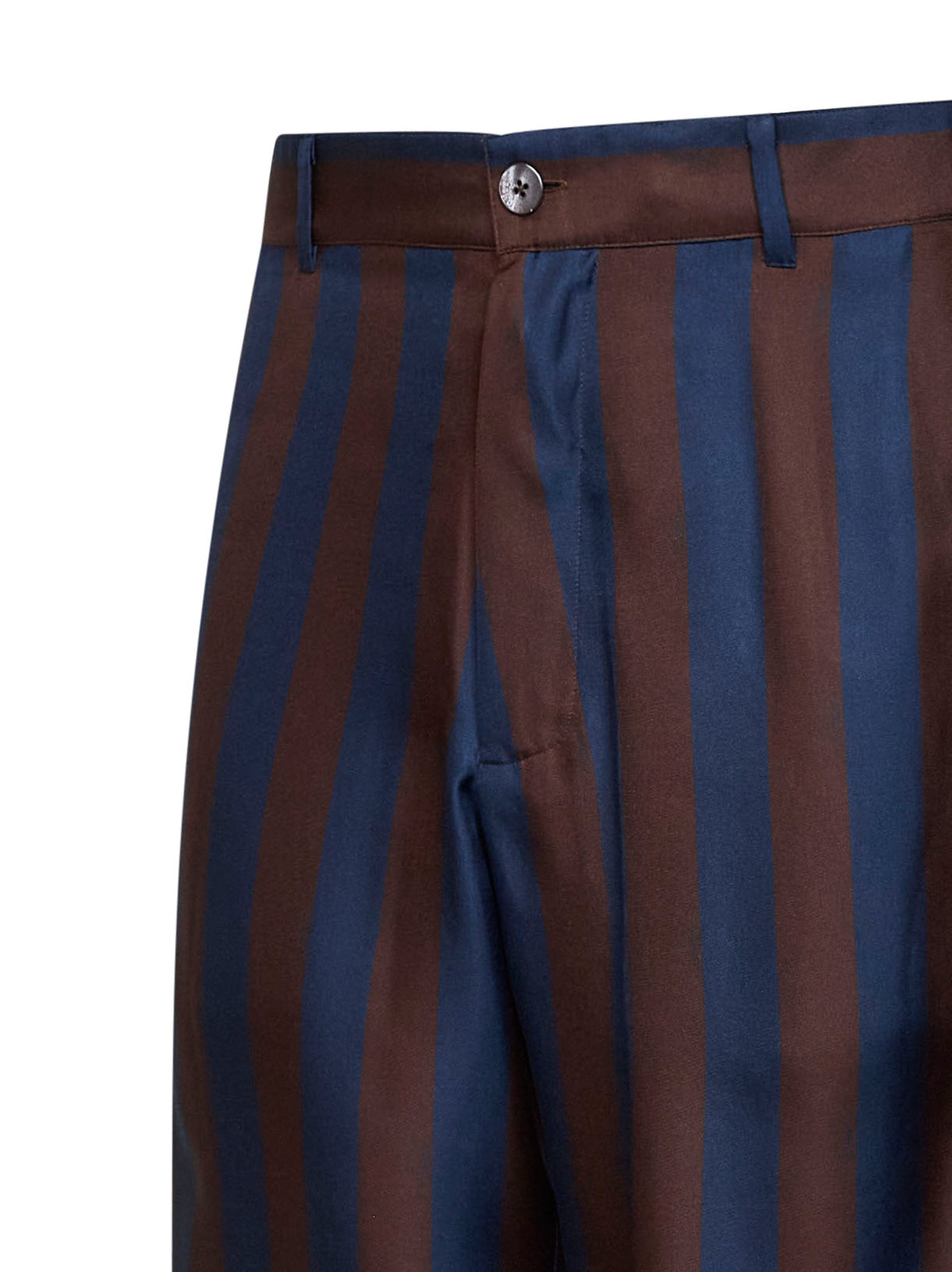 Fendi Men Brown And Navy Blue Pequin Silk Bermuda Shorts FENDI