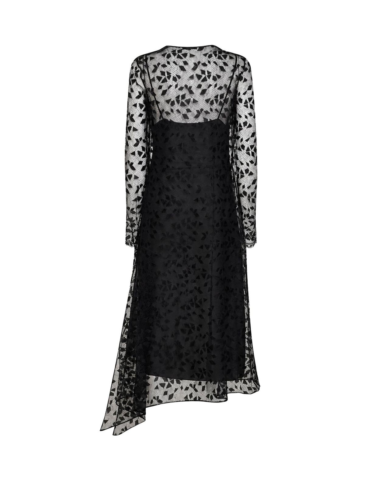 Fendi Women Black Cuneo Lace Asymmetric Midi Dress FENDI