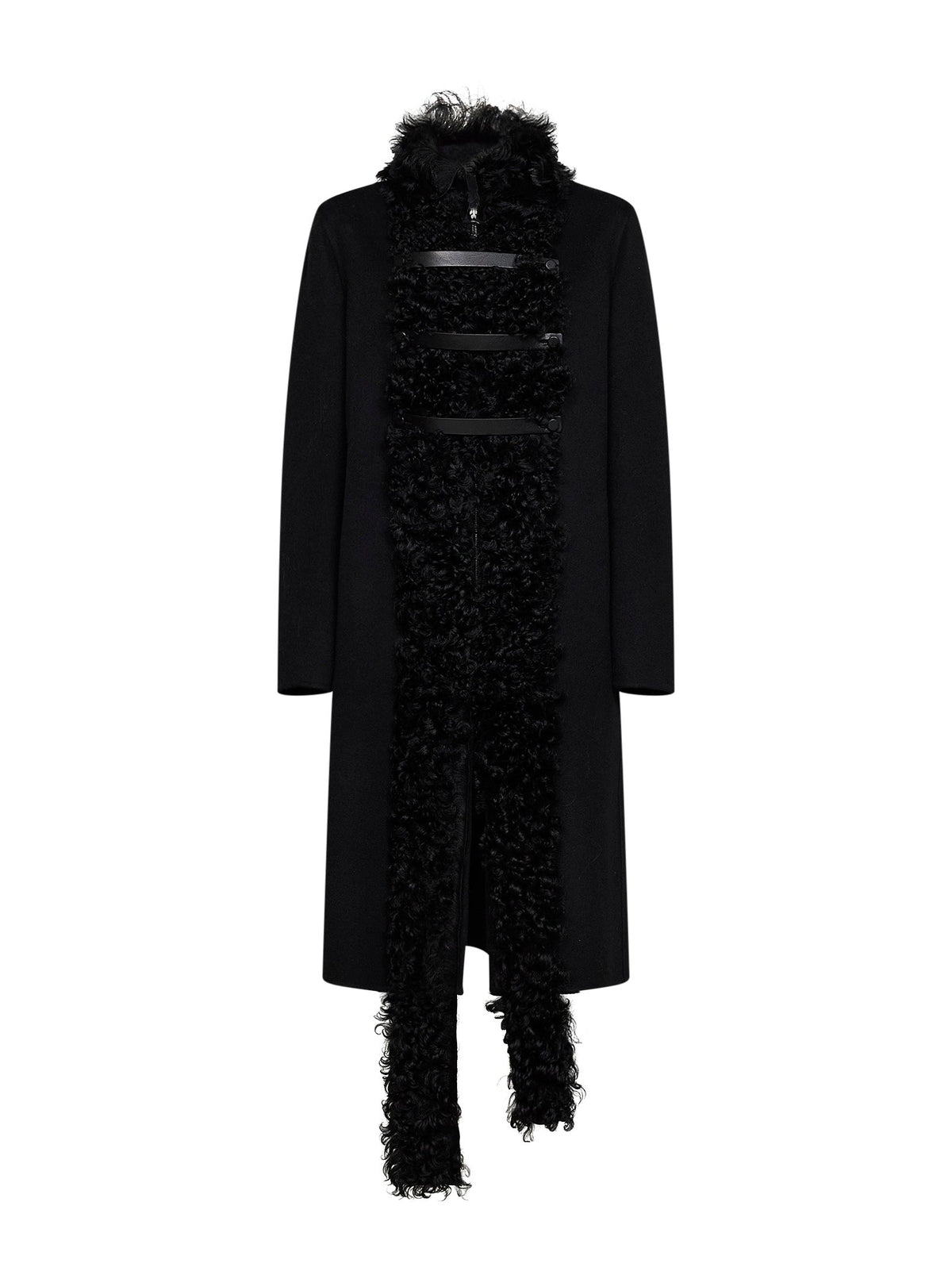 Fendi Women Black Double-Sided Wool-Blend And Shearling Coat FENDI