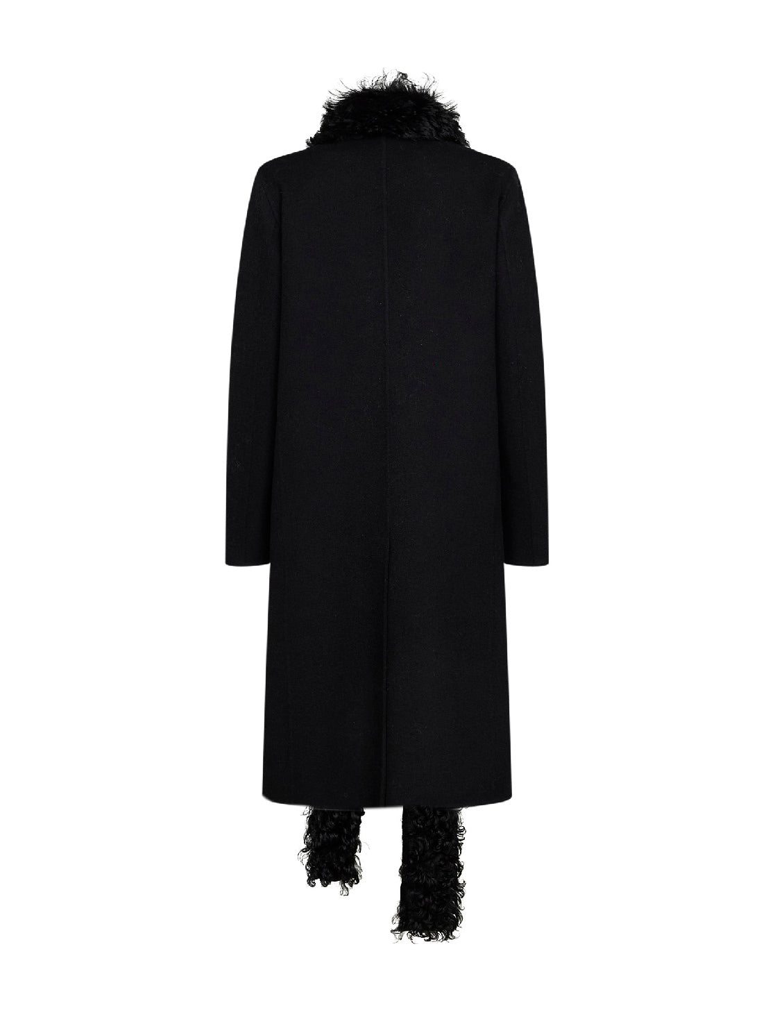 Fendi Women Black Double-Sided Wool-Blend And Shearling Coat FENDI