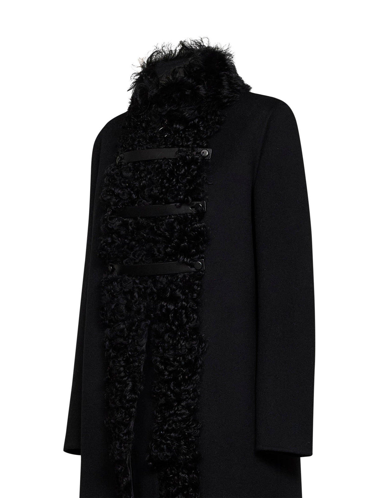 Fendi Women Black Double-Sided Wool-Blend And Shearling Coat FENDI