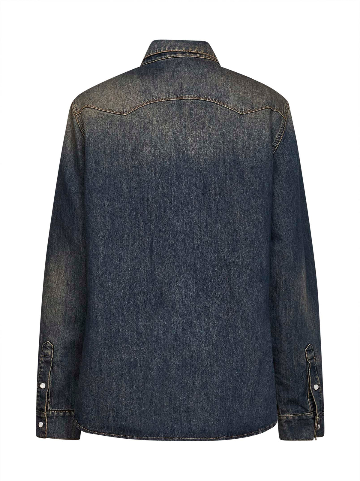 Fendi Women Blue Washed Denim Shirt FENDI