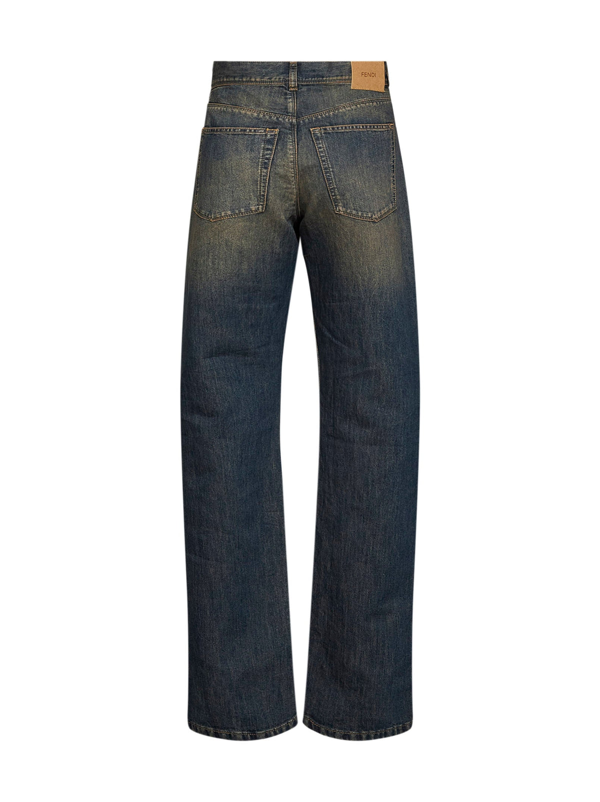 Fendi Women Blue Washed Denim Long Jeans FENDI
