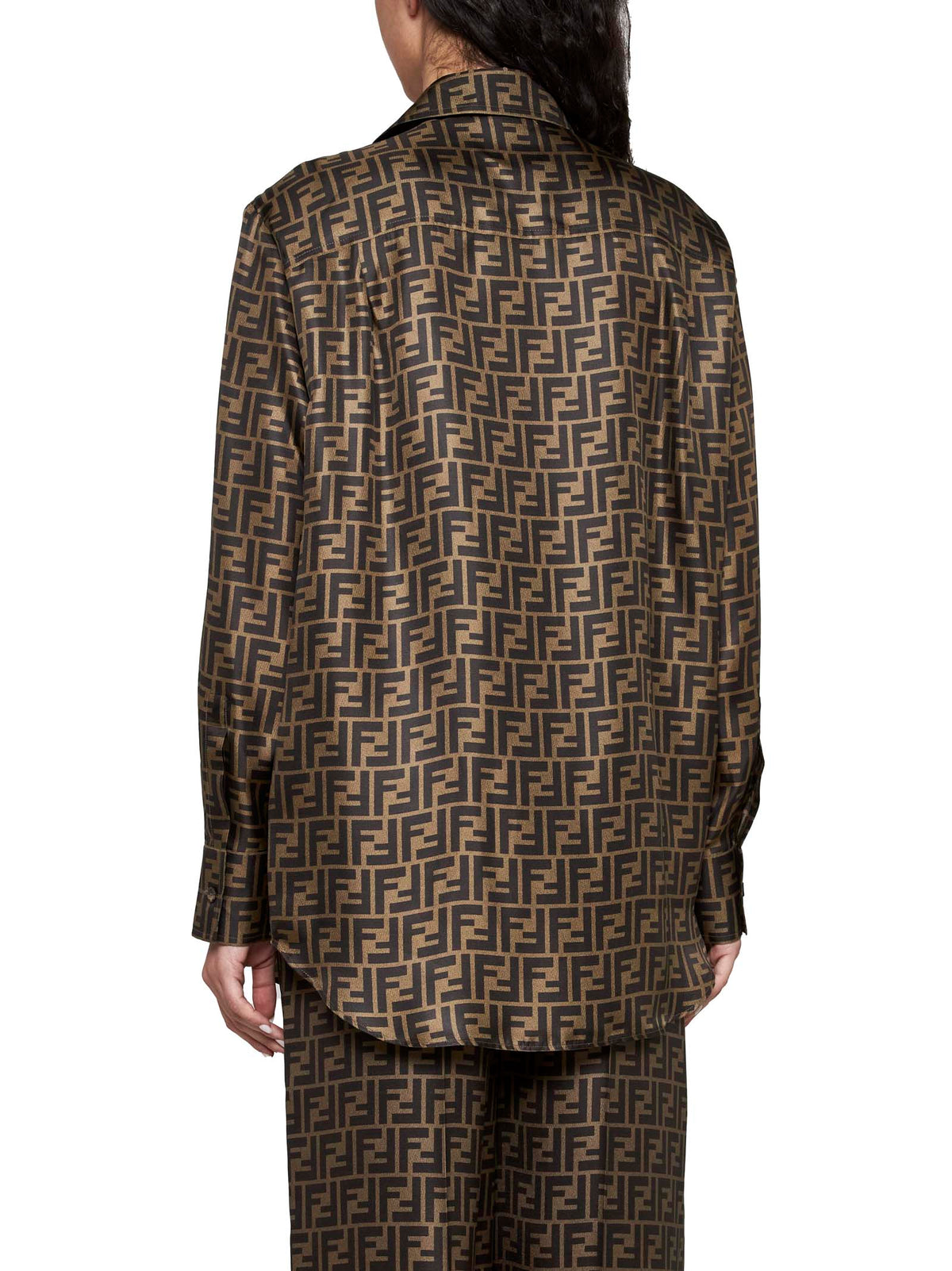 Fendi Women Brown Ff Silk Shirt FENDI