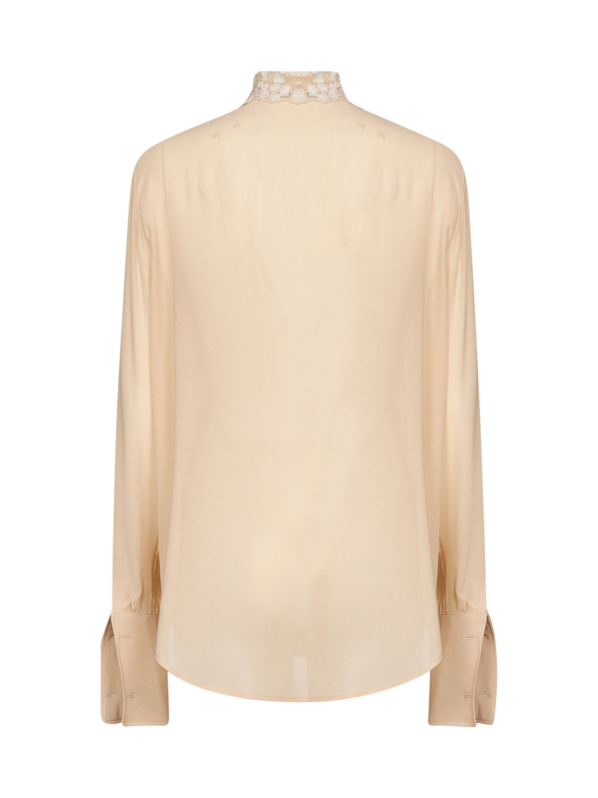 Fendi Women Parchment Georgette Shirt With Lace Inserts FENDI