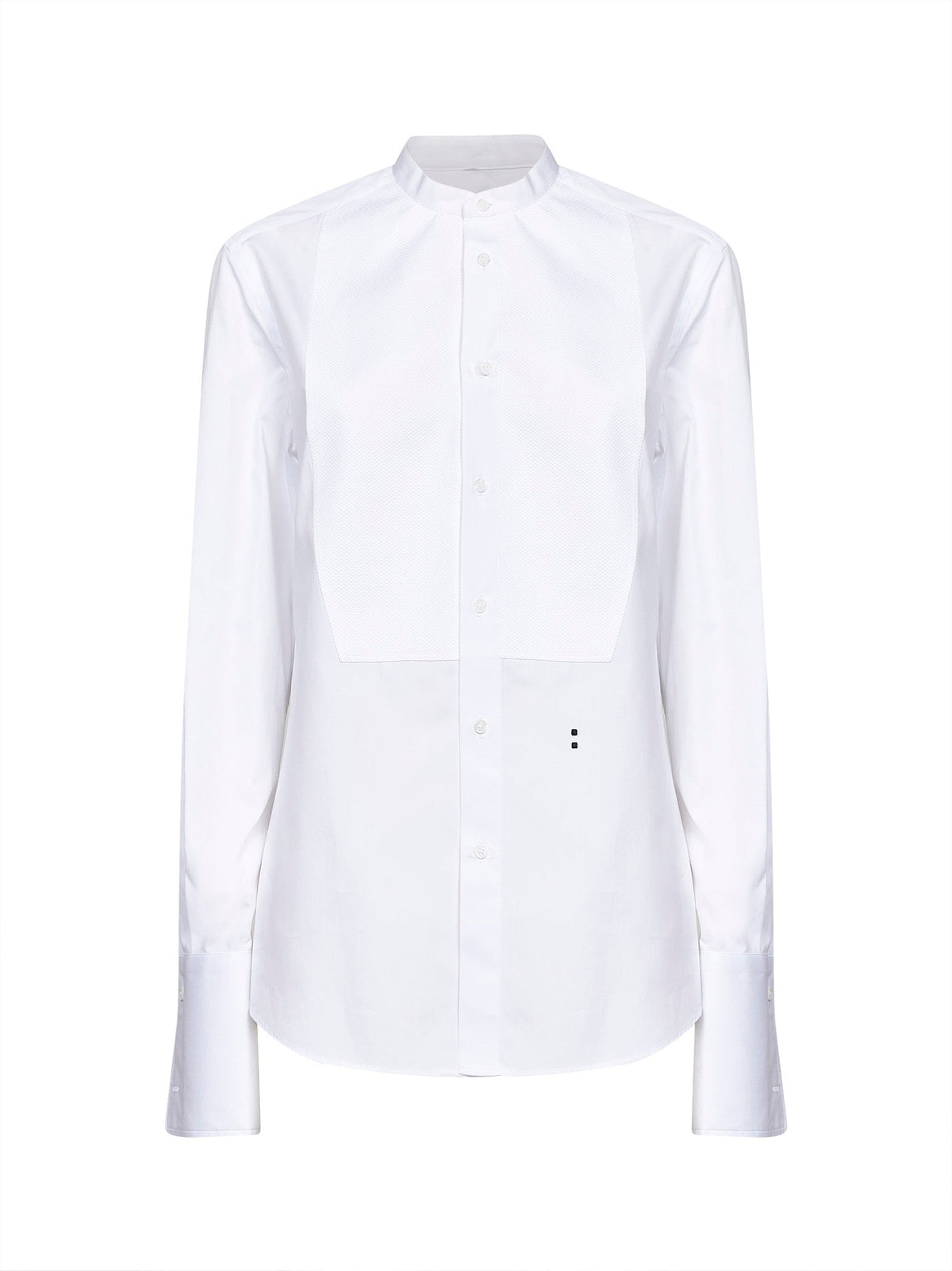 Fendi Women White Cotton Poplin Slim-Fit Shirt With Front Plastron FENDI