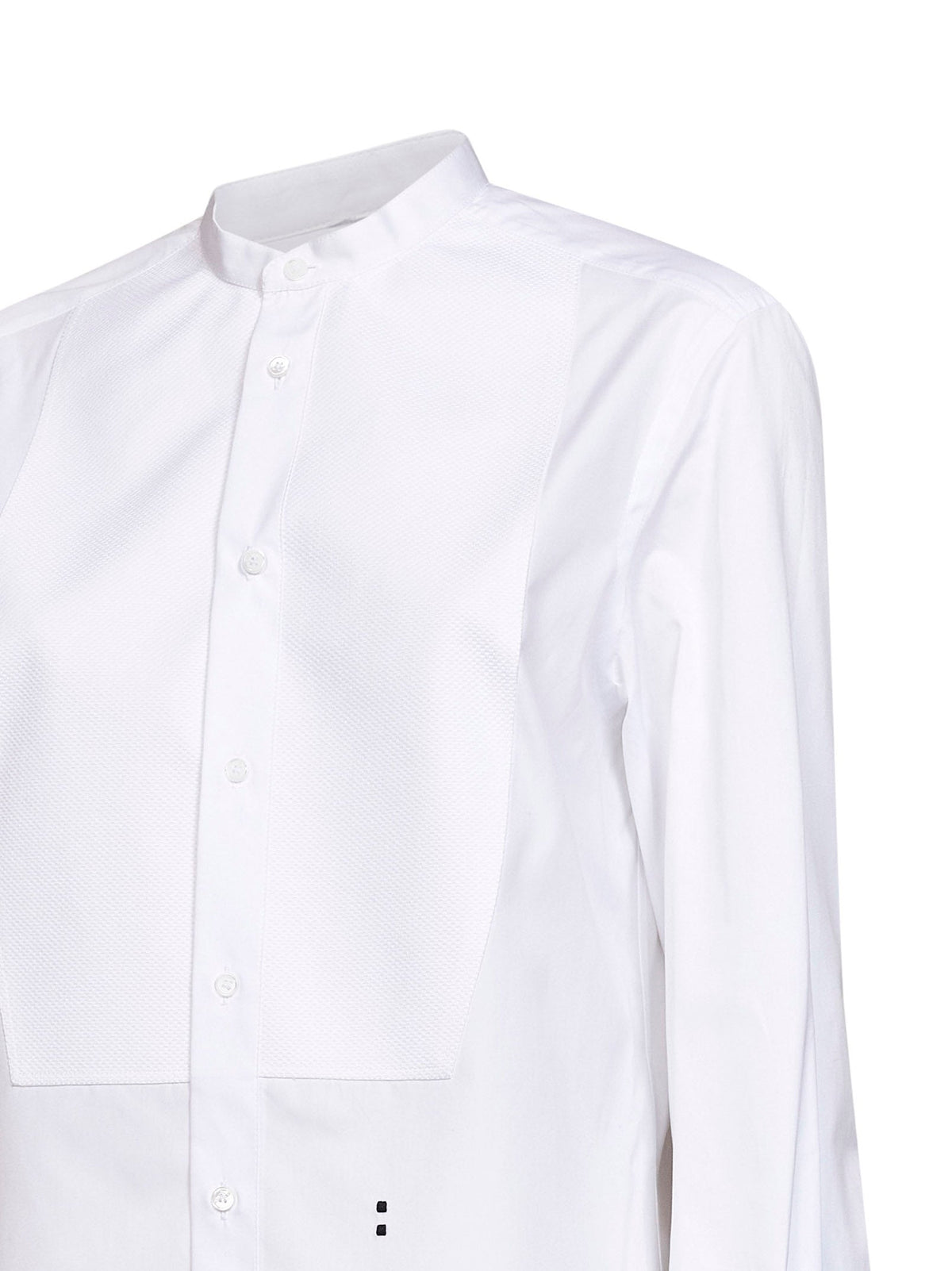 Fendi Women White Cotton Poplin Slim-Fit Shirt With Front Plastron FENDI