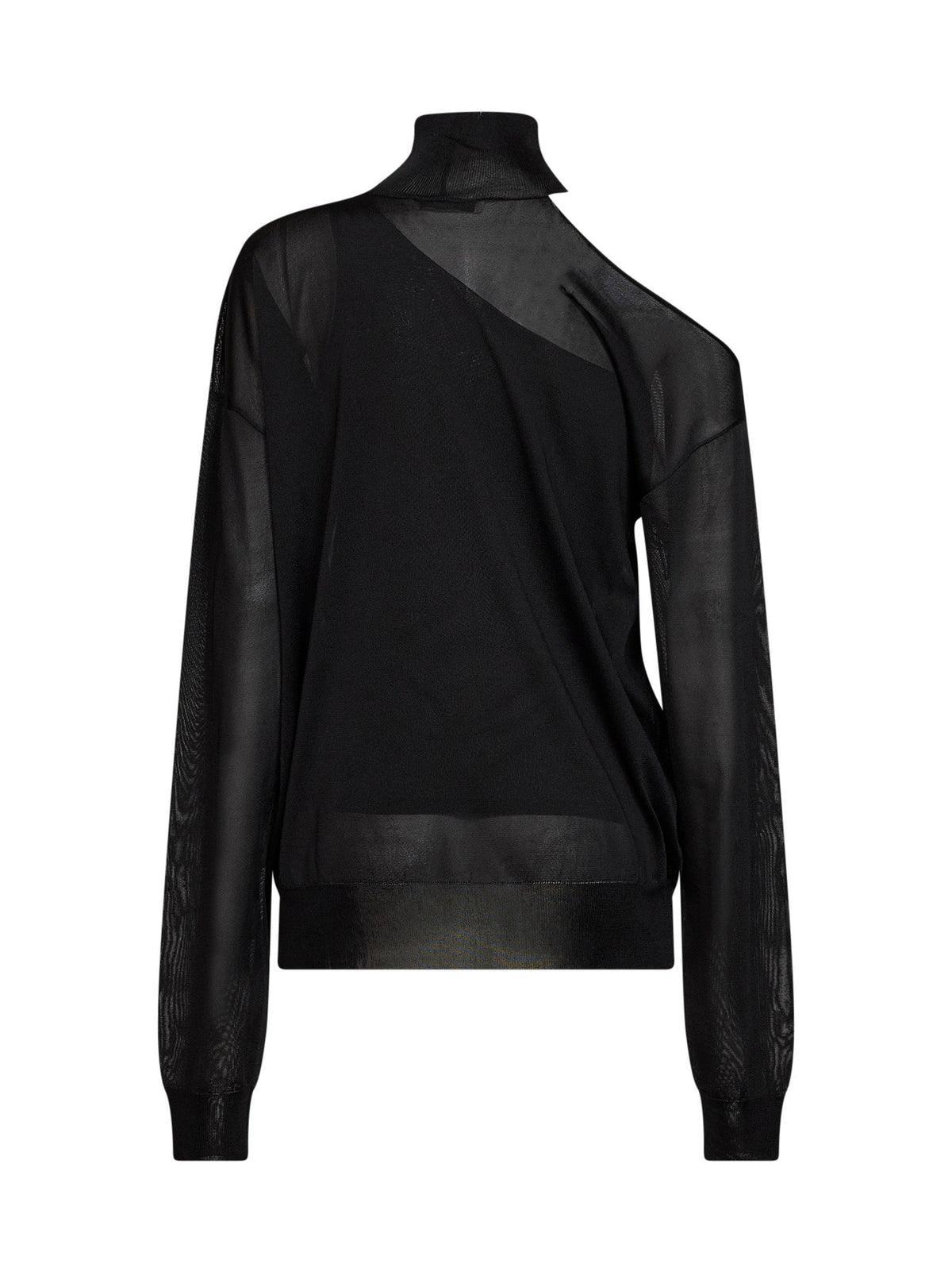 Fendi Women Black Lightweight Silk Organza Asymmetric Top FENDI