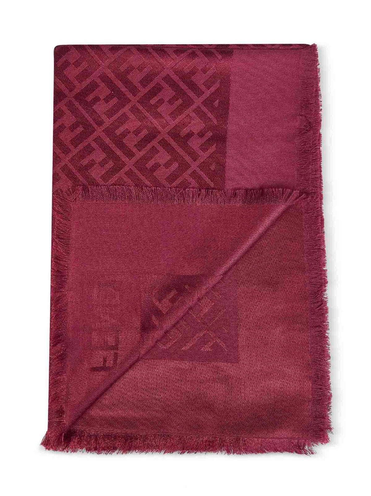 Fendi Silk Women Cherry Silk And Wool Ff Shawl FENDI