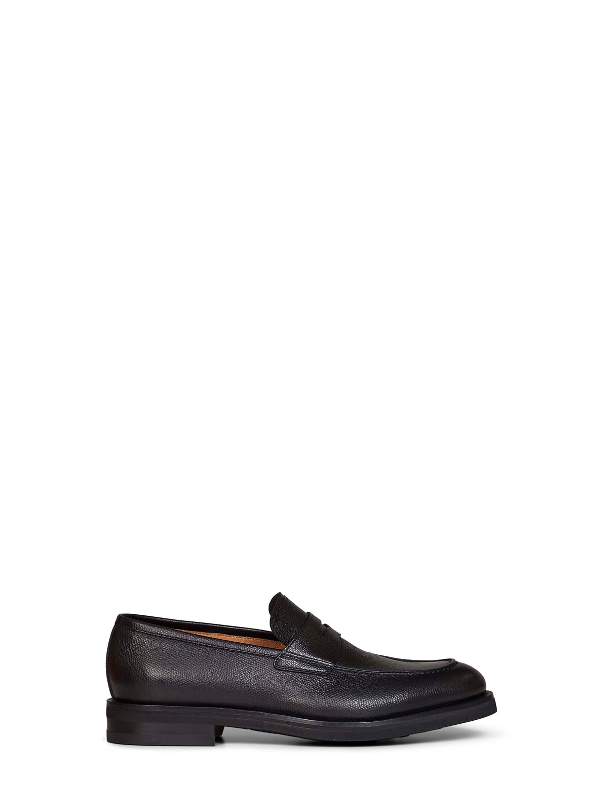 Ferragamo Men Black Hammered Leather Stefano Penny Loafer FERRAGAMO