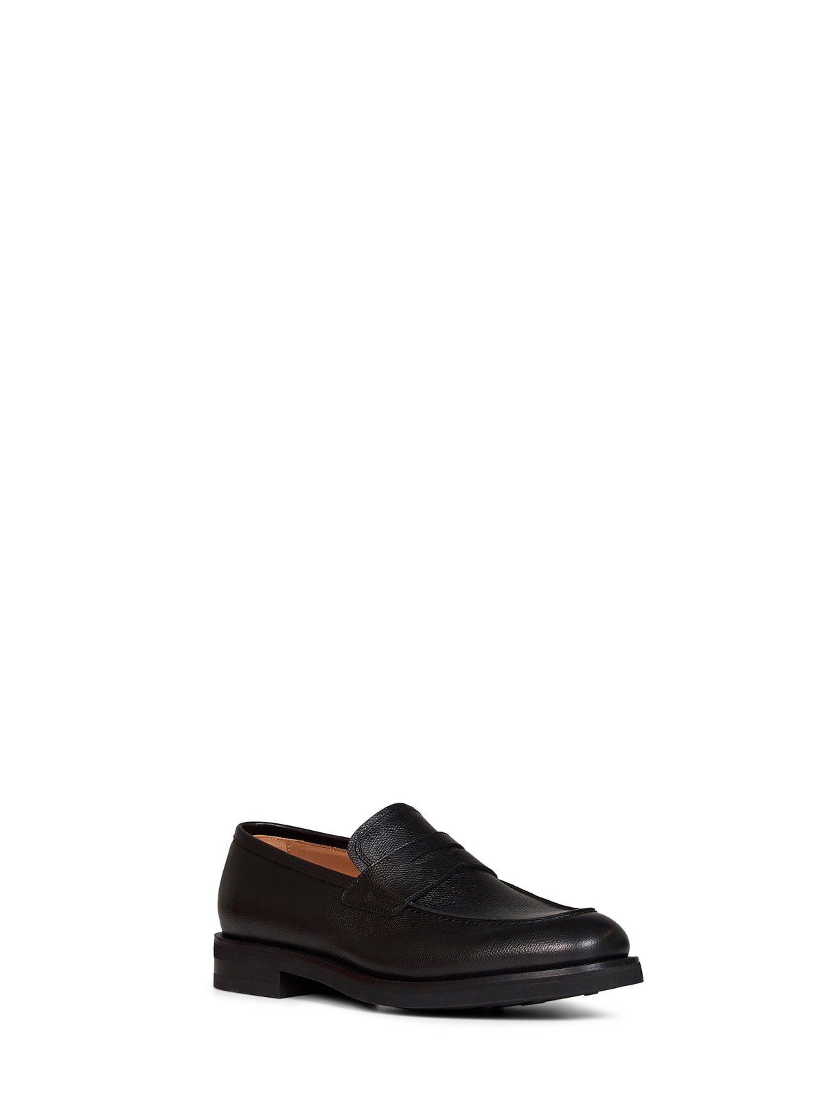 Ferragamo Men Black Hammered Leather Stefano Penny Loafer FERRAGAMO