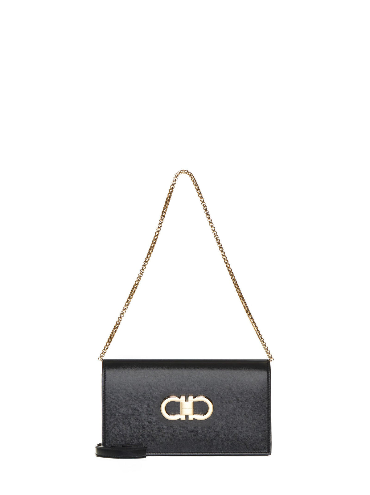Ferragamo Women Black Double Gancini Mini Bag With Shoulder Strap FERRAGAMO