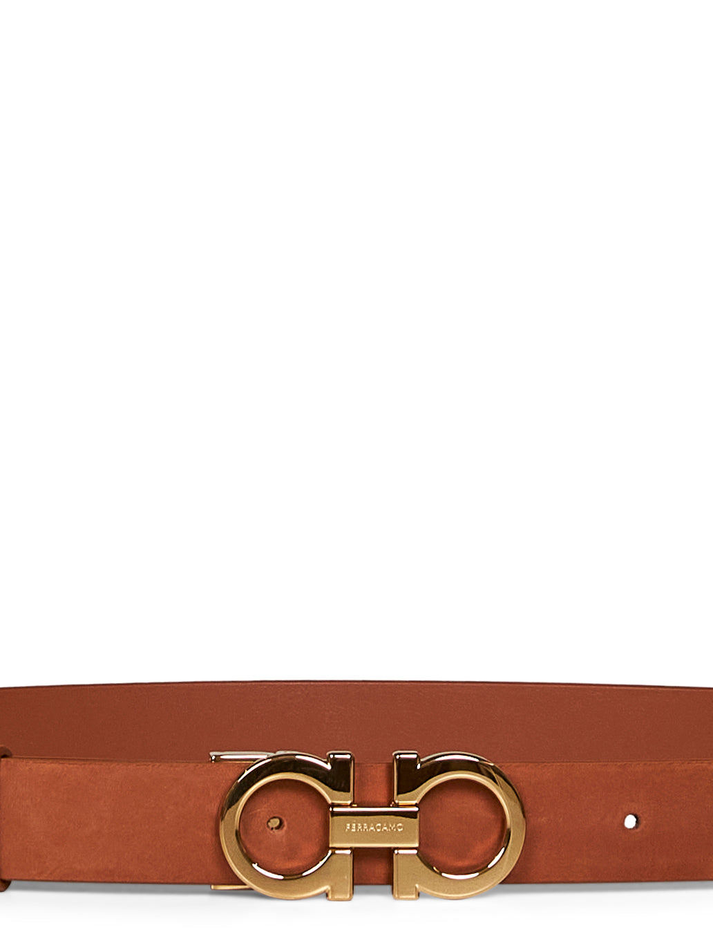 Ferragamo Women Camel Suede Gancini Belt FERRAGAMO