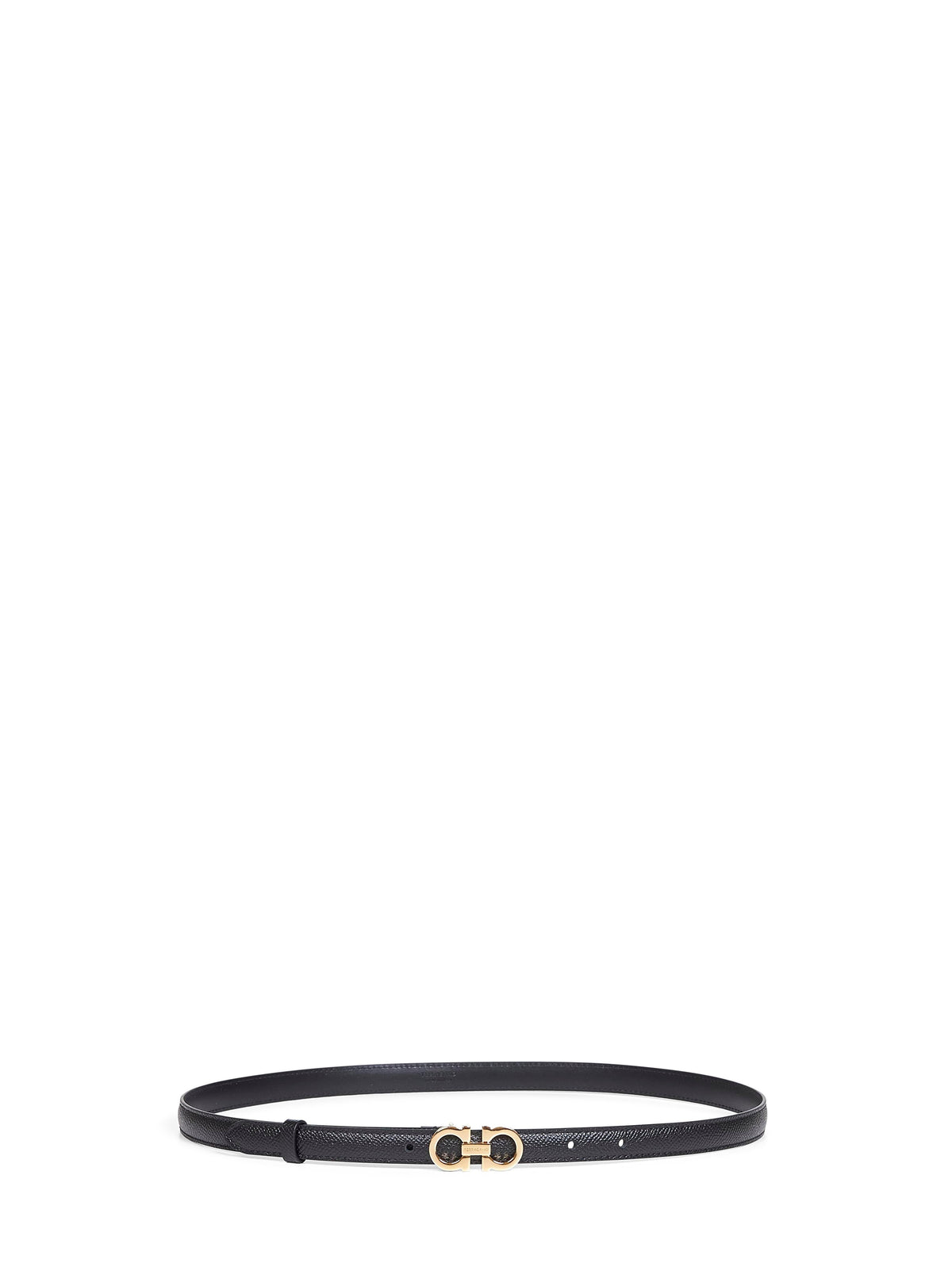 Ferragamo Women Black Hammered Calfskin Gancini Belt FERRAGAMO