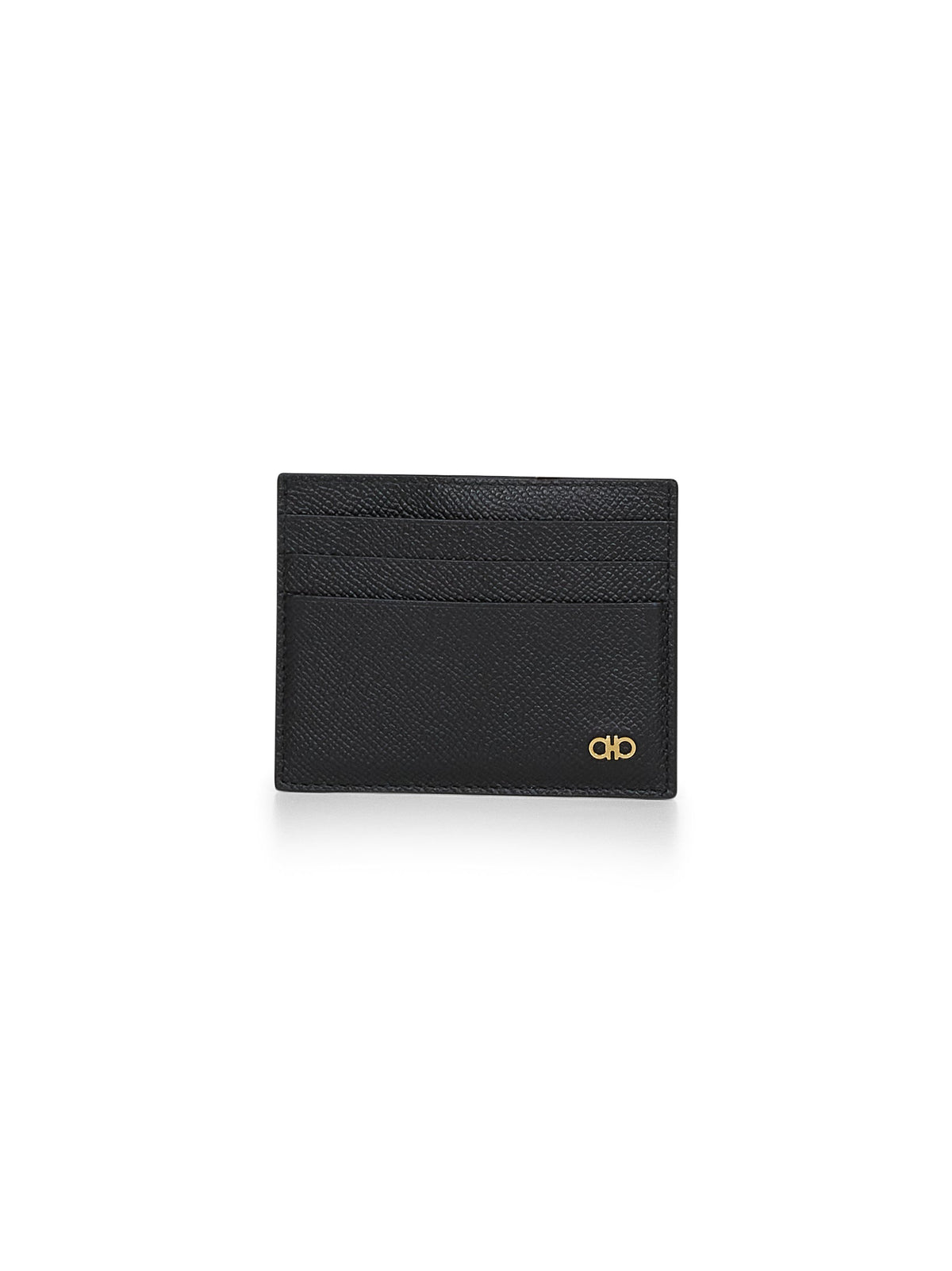 Ferragamo Men Black Leather Gancini Credit Card Holder FERRAGAMO