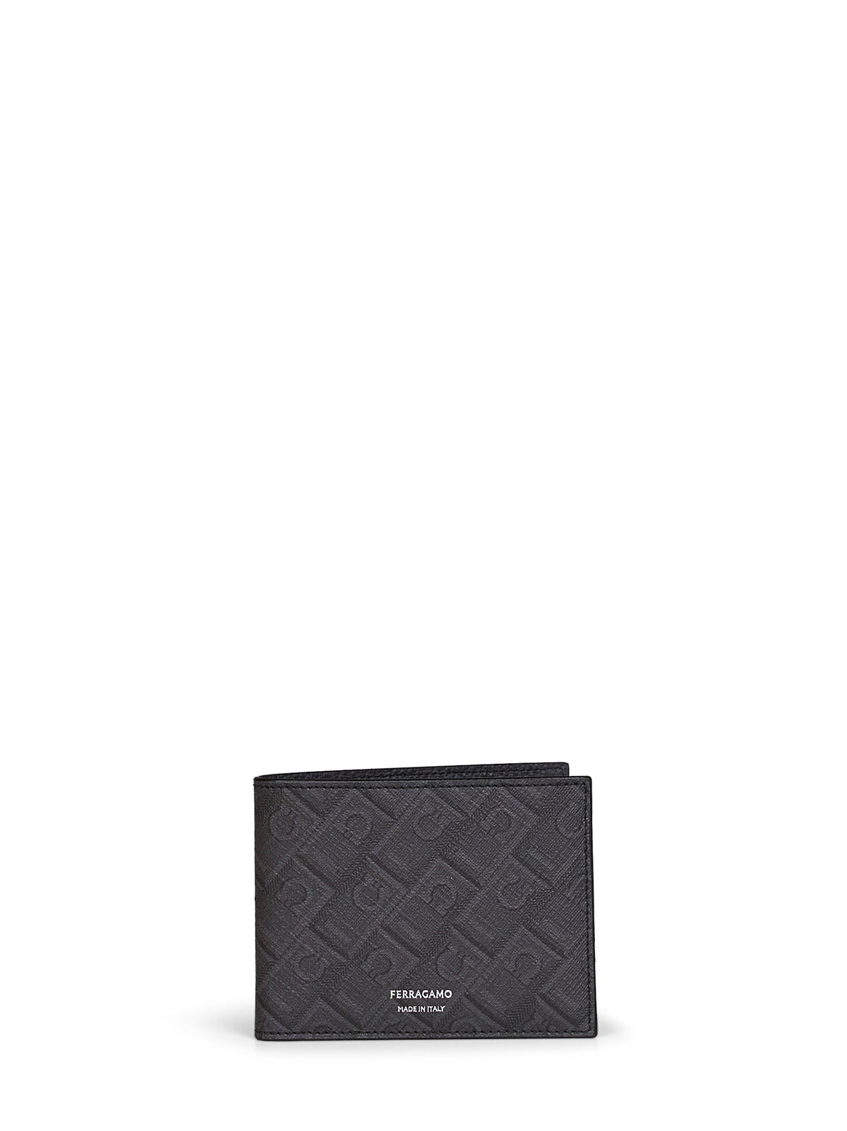 Ferragamo Men Black And Grey Ferragamo Monogram Wallet FERRAGAMO