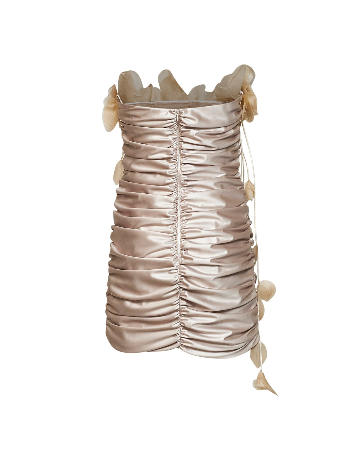 Giuseppe Di Morabito Women Vanilla Waxed Fabric Gathered Mini Dress With 3D Flowers<Br/> GIUSEPPE DI MORABITO