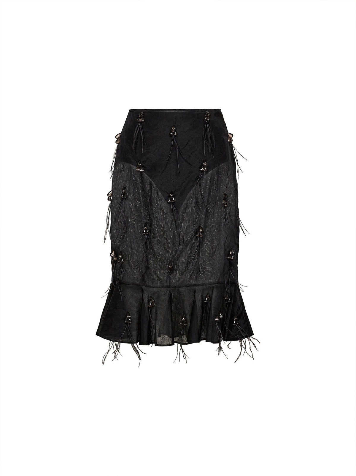 Giuseppe Di Morabito Women Black Organza Embroidered Midi Skirt GIUSEPPE DI MORABITO