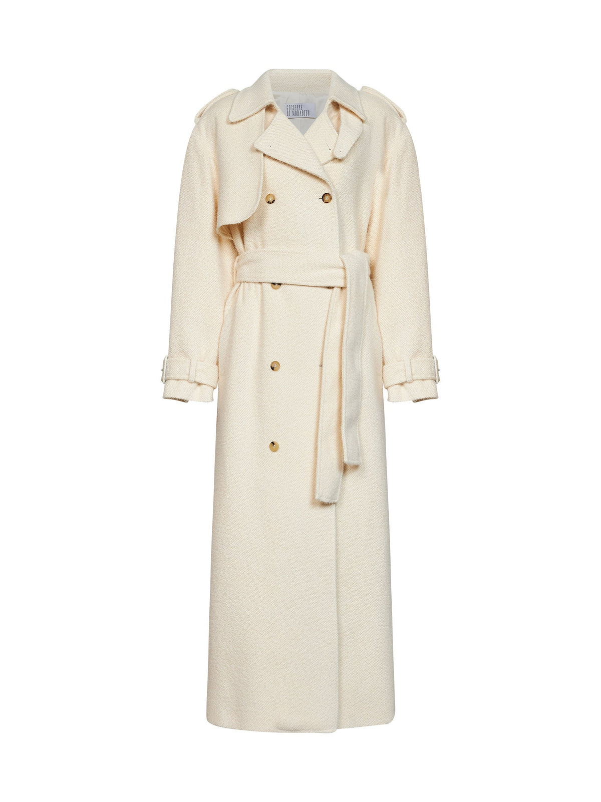 Giuseppe Di Morabito Women Milk Bouclé Long Double-Breasted Belted Trench Coat GIUSEPPE DI MORABITO